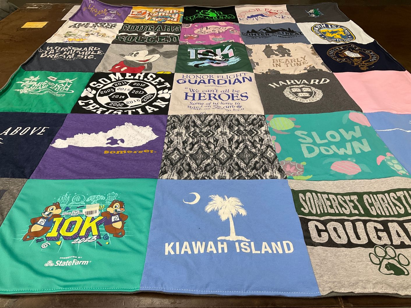 T-shirt quilt featuring somerset christian cougars by Laura from KY