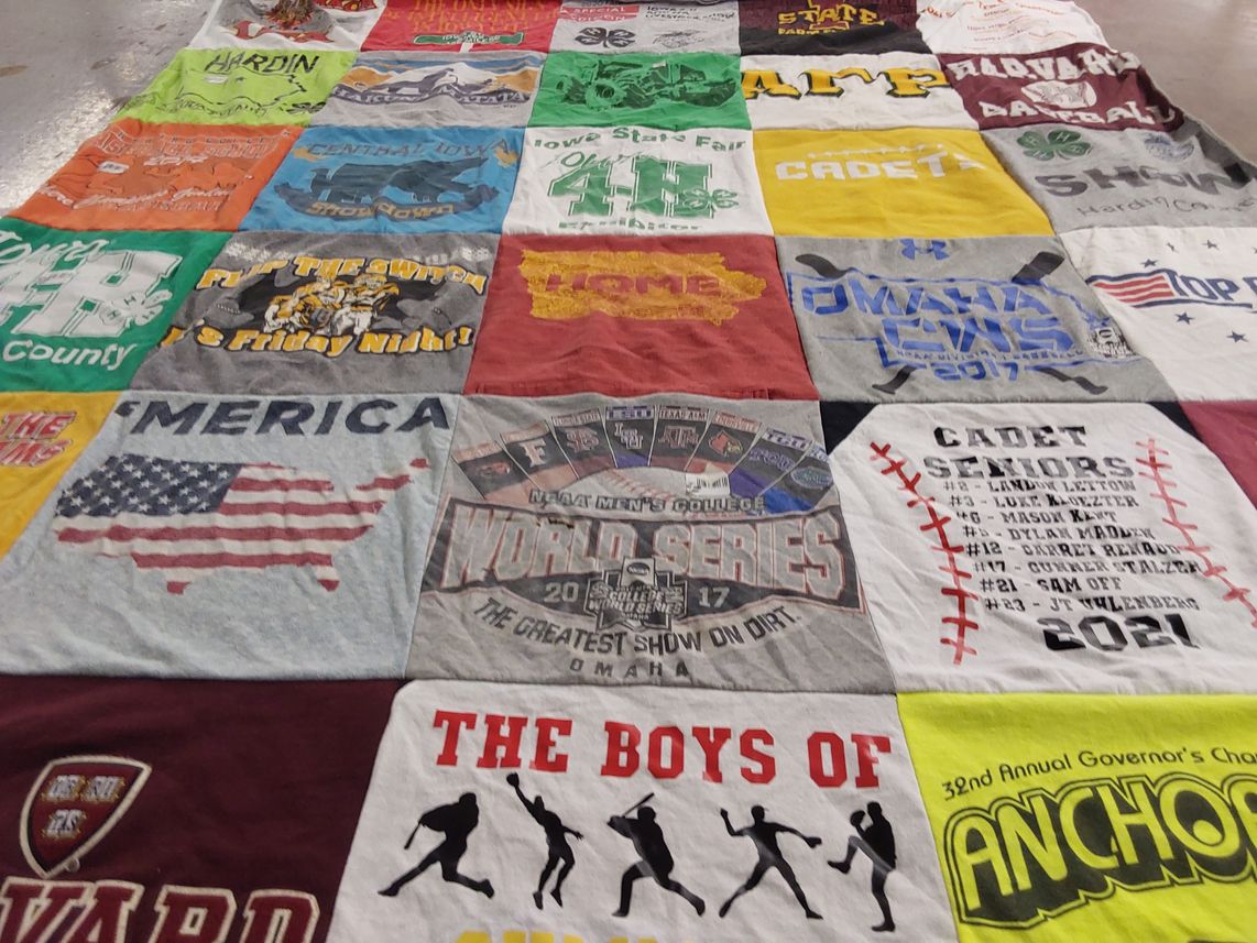 T-shirt quilt featuring omaha cats baseball by Kay from IA