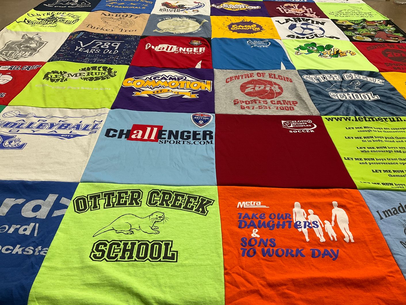 T-shirt quilt featuring centre of elgin sports camp by Karin from IL
