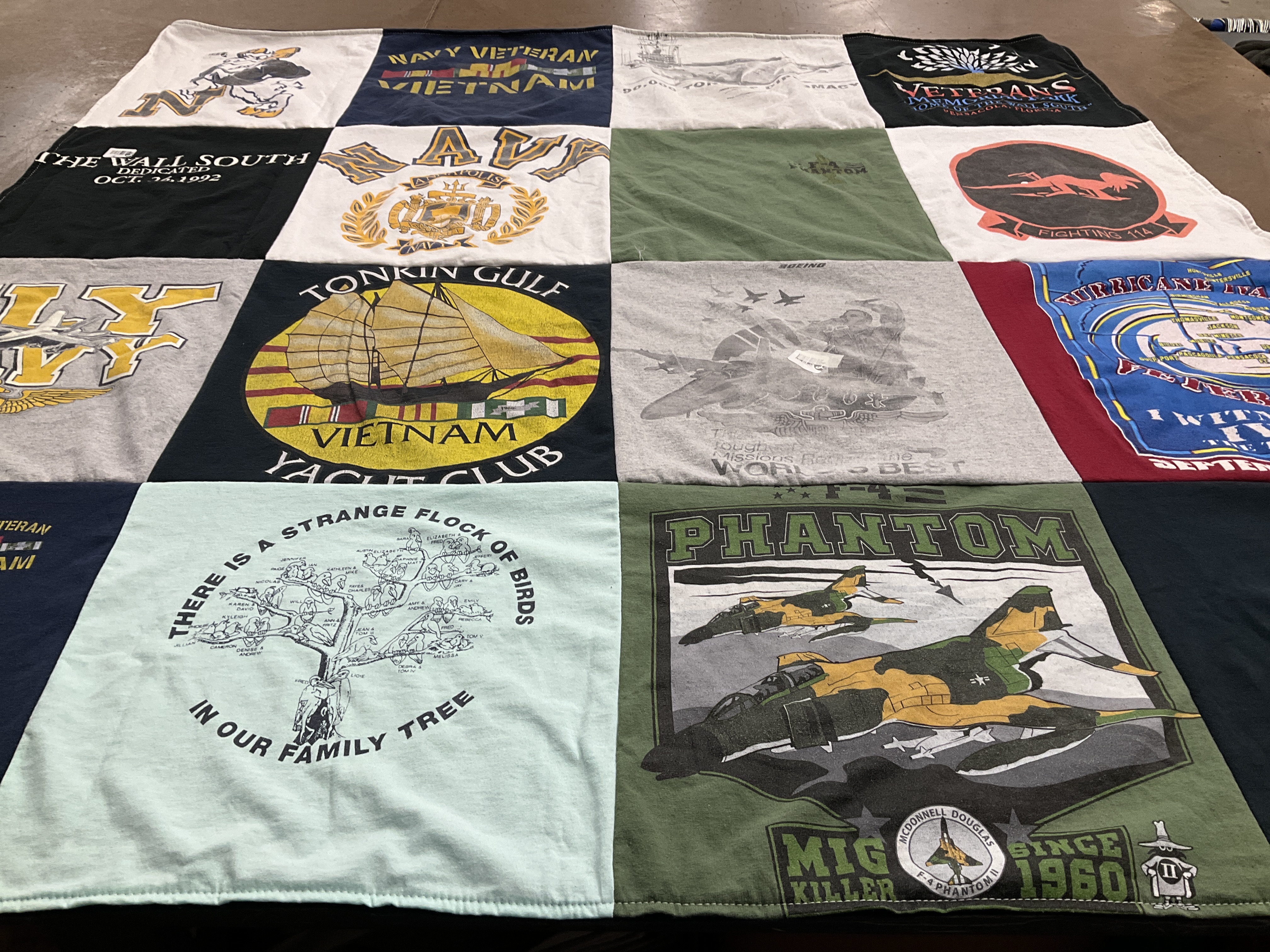 T-shirt quilt with military history, aviation themes by Denise from TN