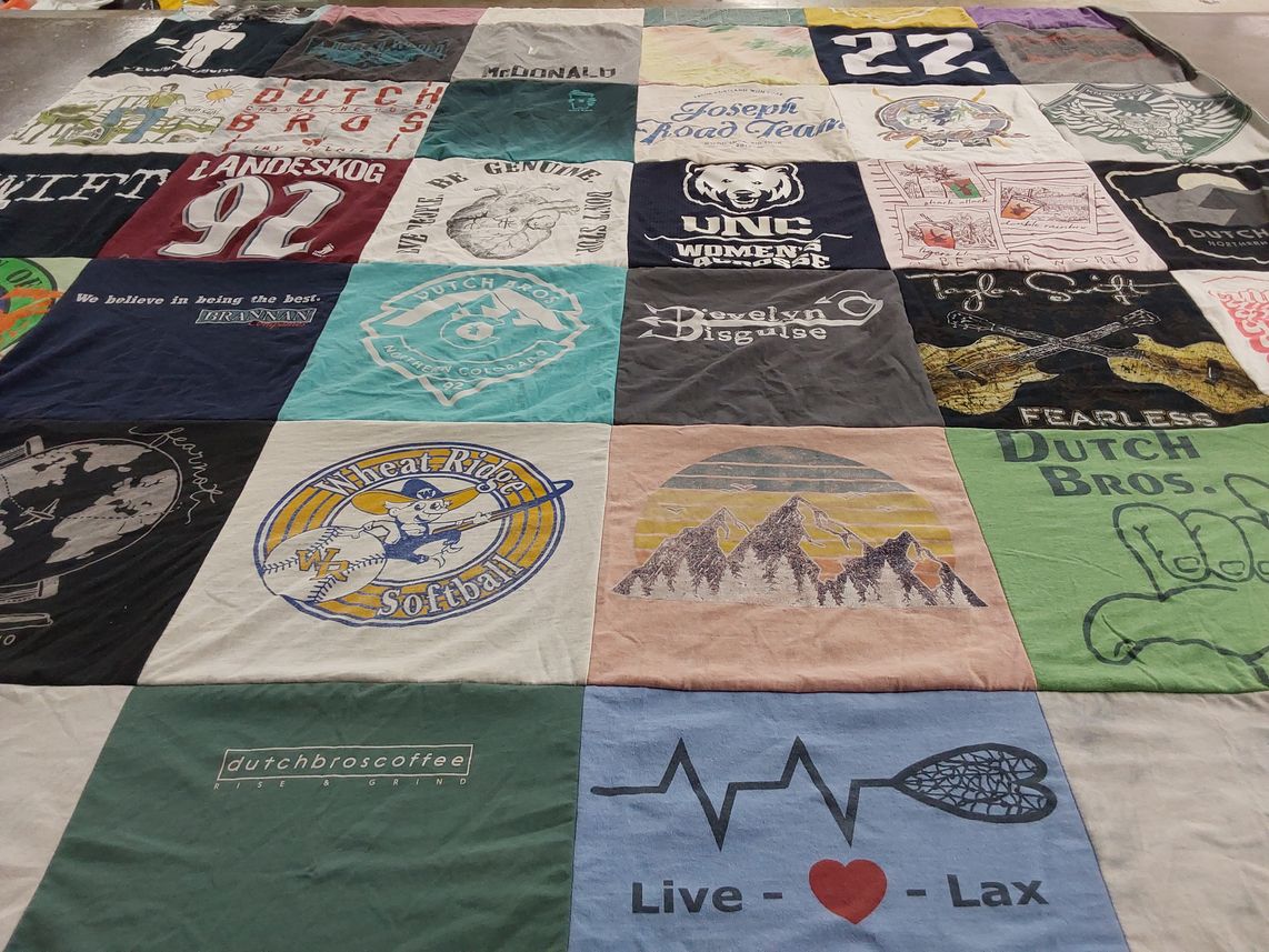 T-shirt quilt from wheat ridge high school, university of north carolina by Christine from CO