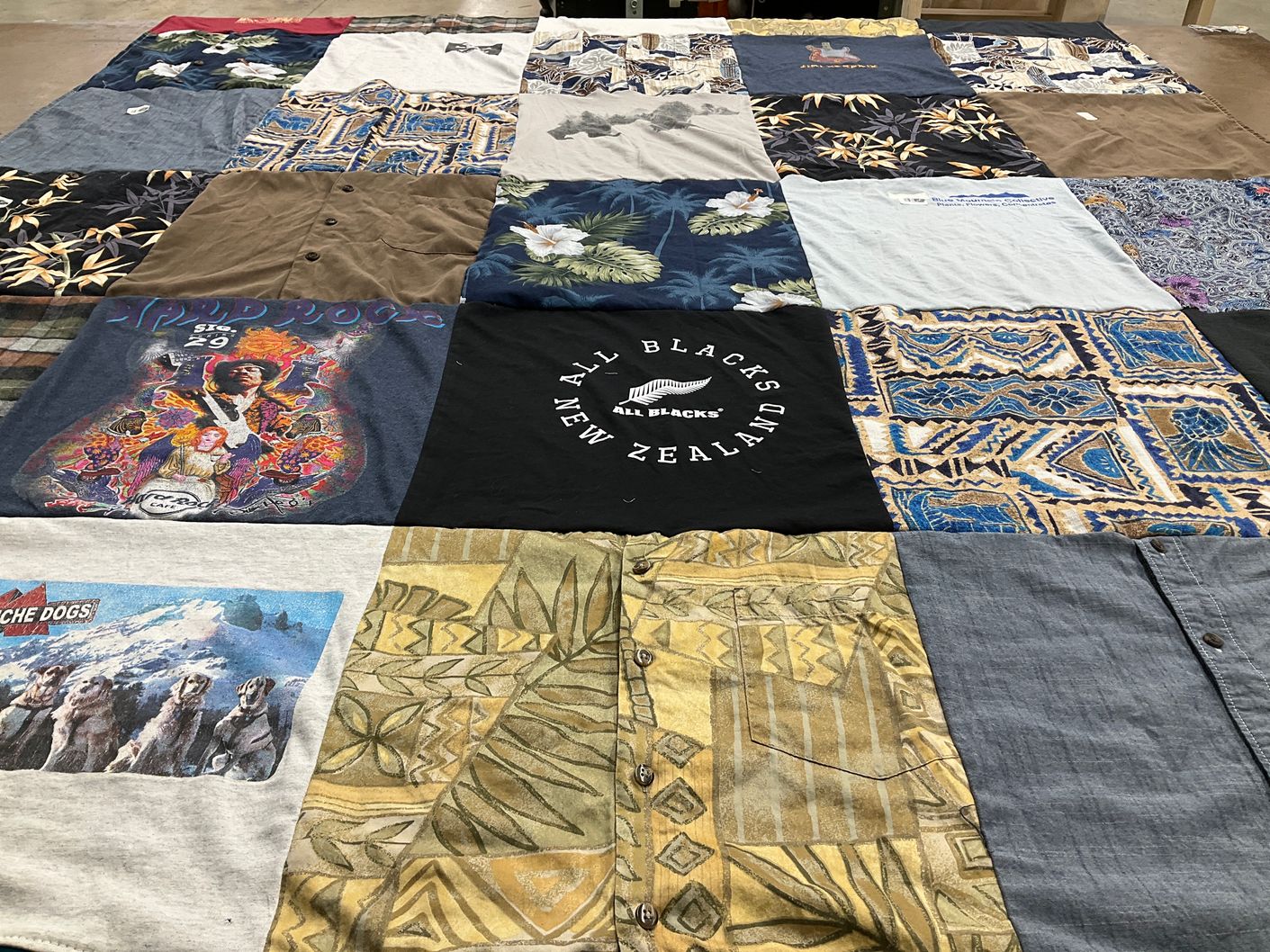 T-shirt quilt with sports, music themes by Celeste from WA