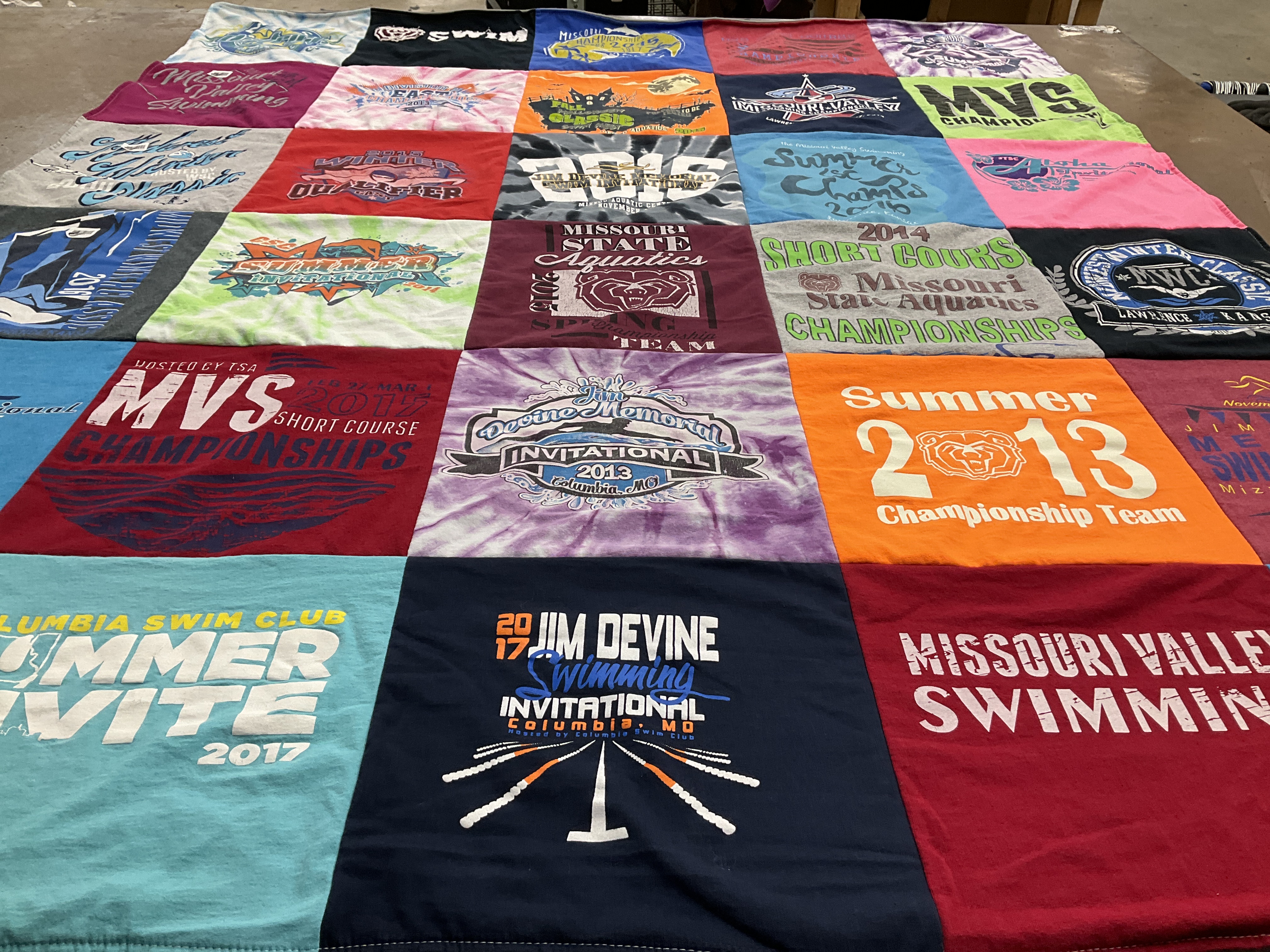 T-shirt quilt featuring missouri valley swimming, missouri state aquatics by Jill from MO