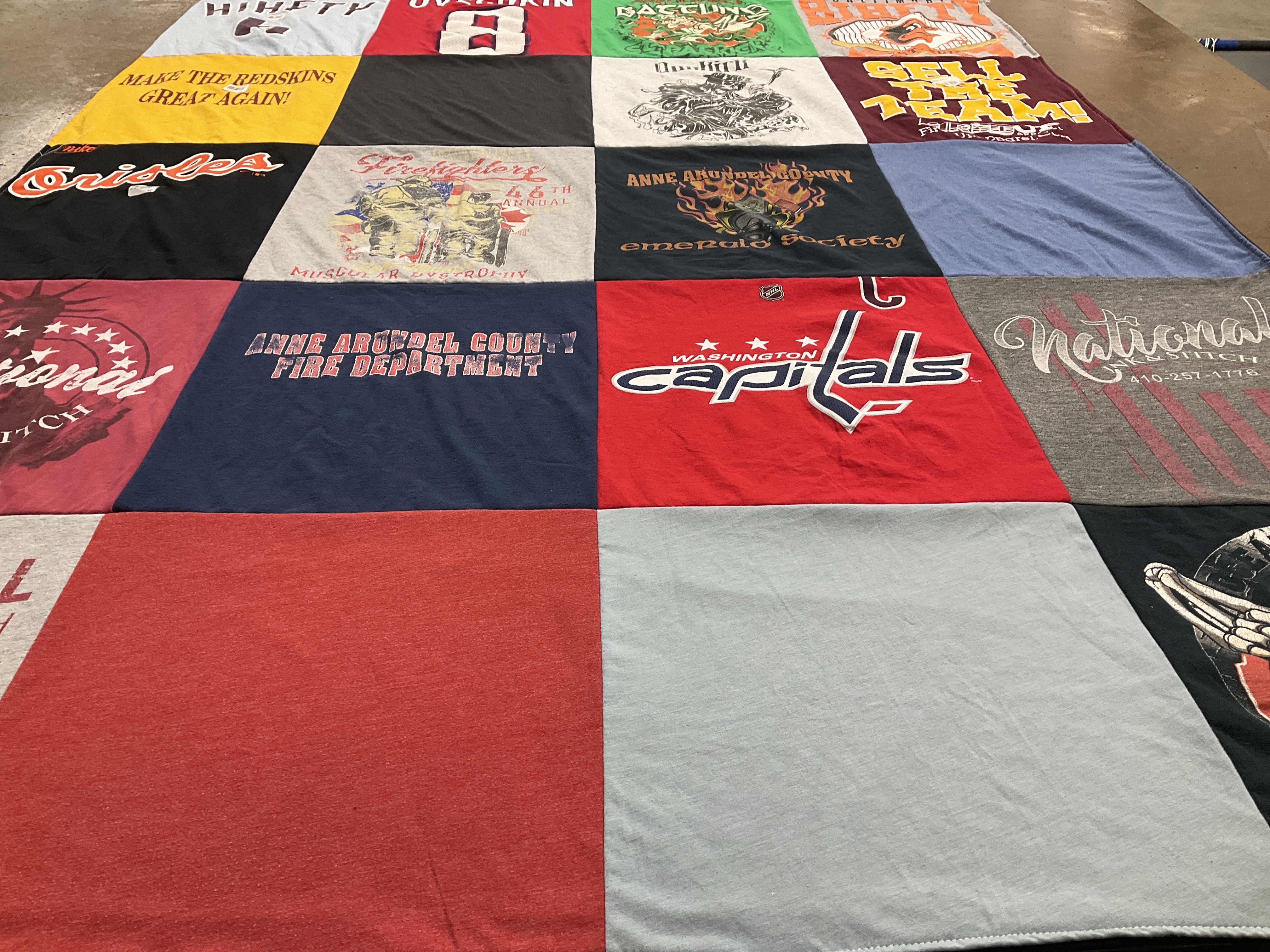 T-shirt quilt featuring washington capitals, baltimore orioles by Michelle from MD