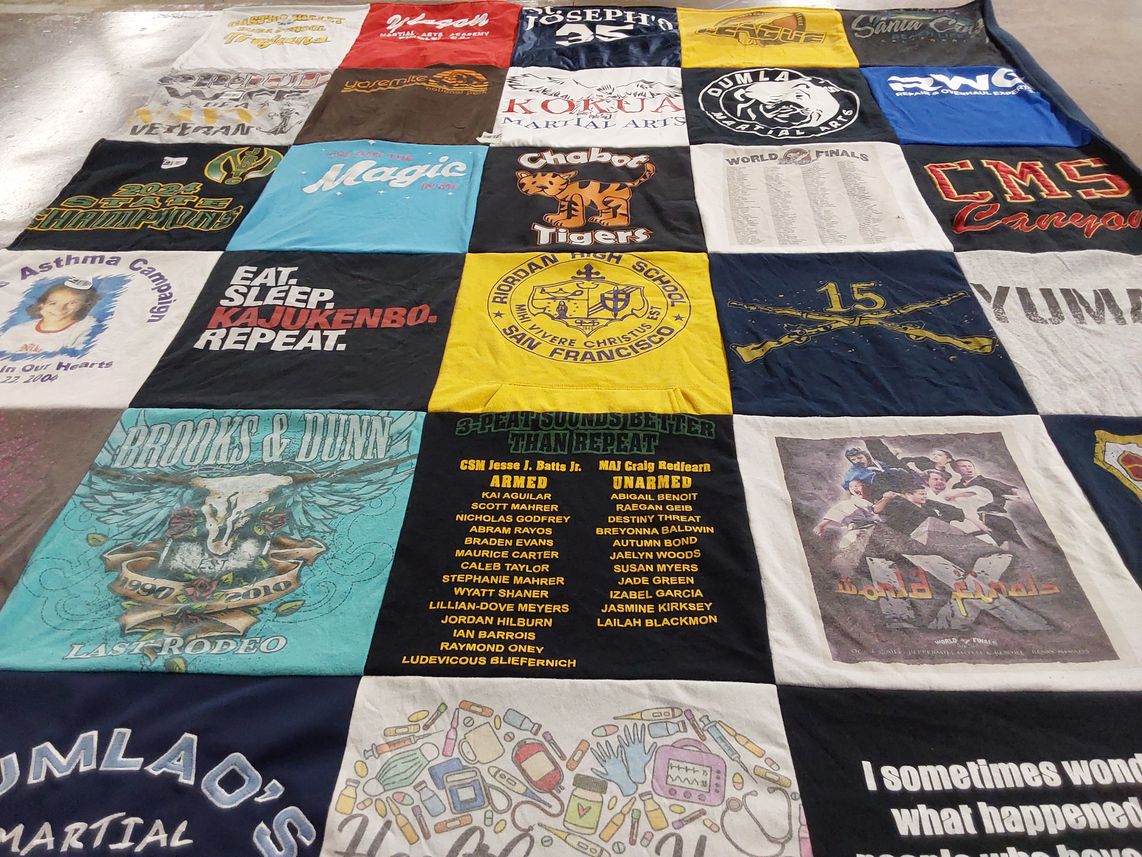 T-shirt quilt from st. christopher's school san francisco by Loralie from CA