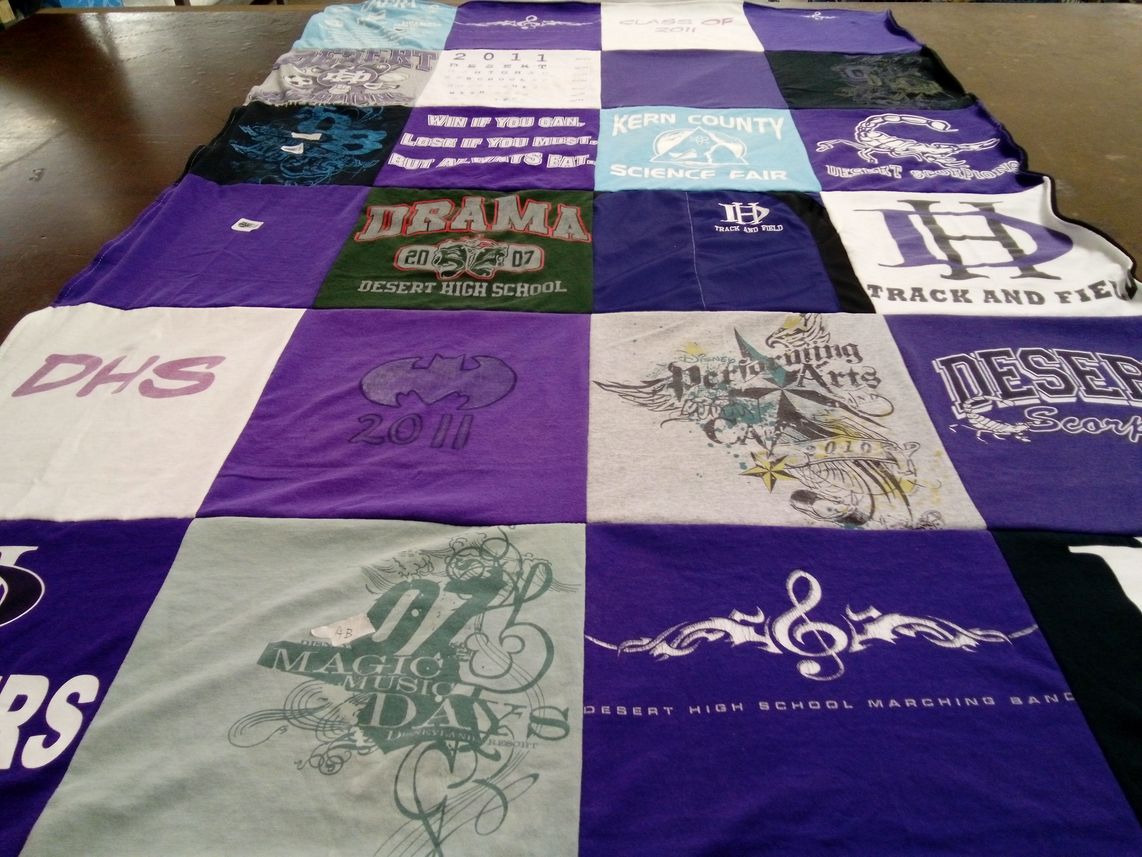 T-shirt quilt from desert high school by Laura from CA