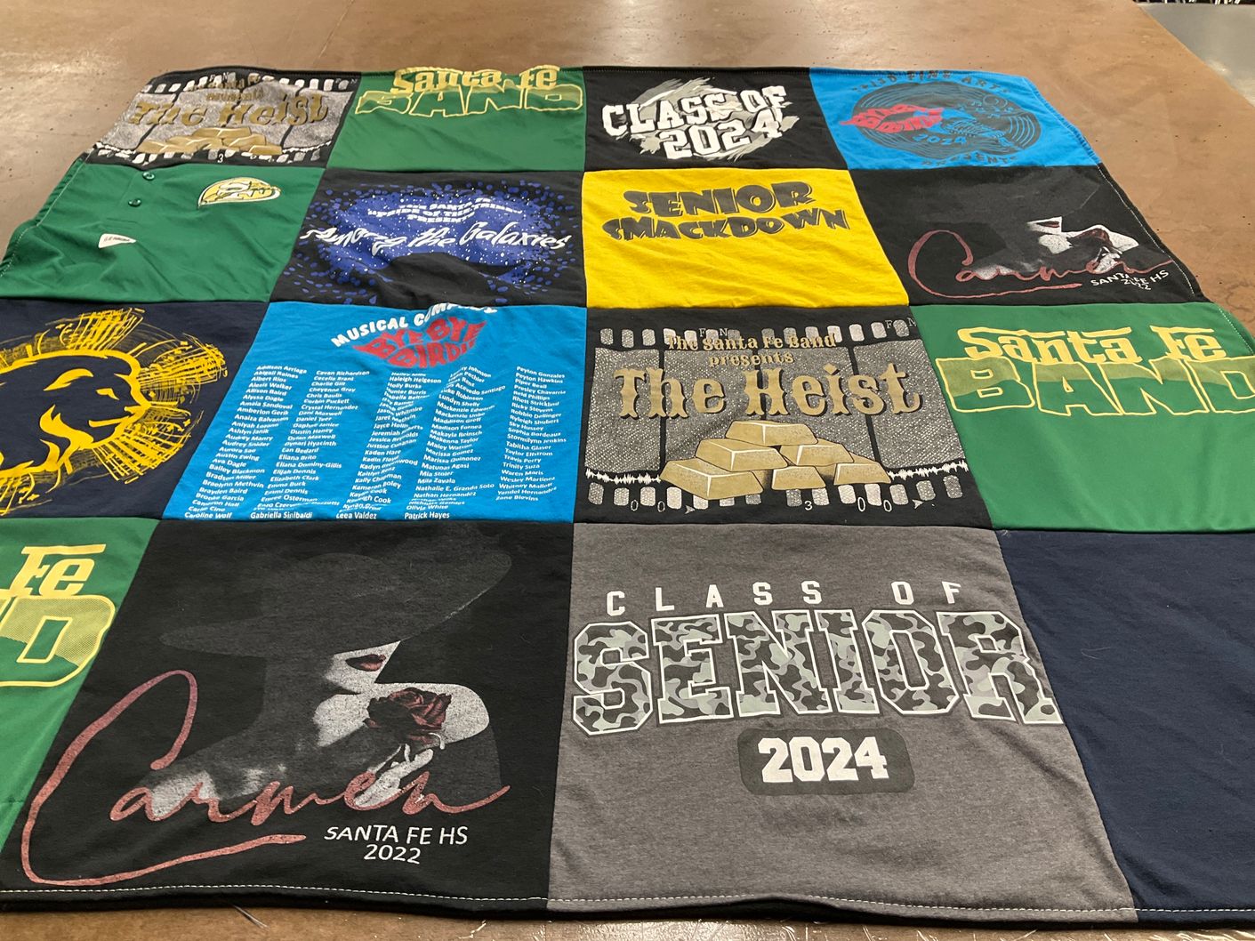 T-shirt quilt from santa fe high school by Brandi from TX