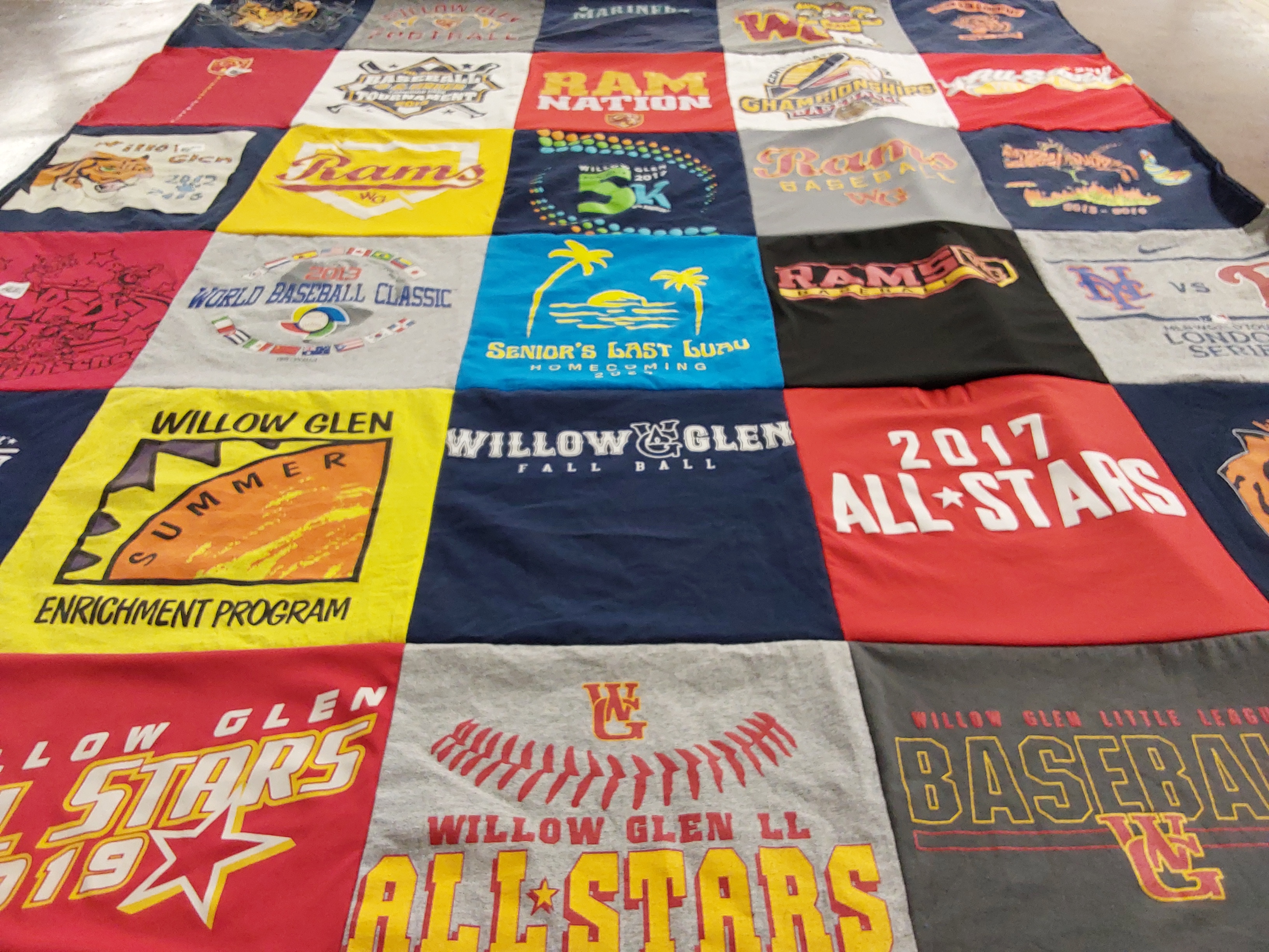 T-shirt quilt featuring willow glen high school baseball team by Jamie from CA