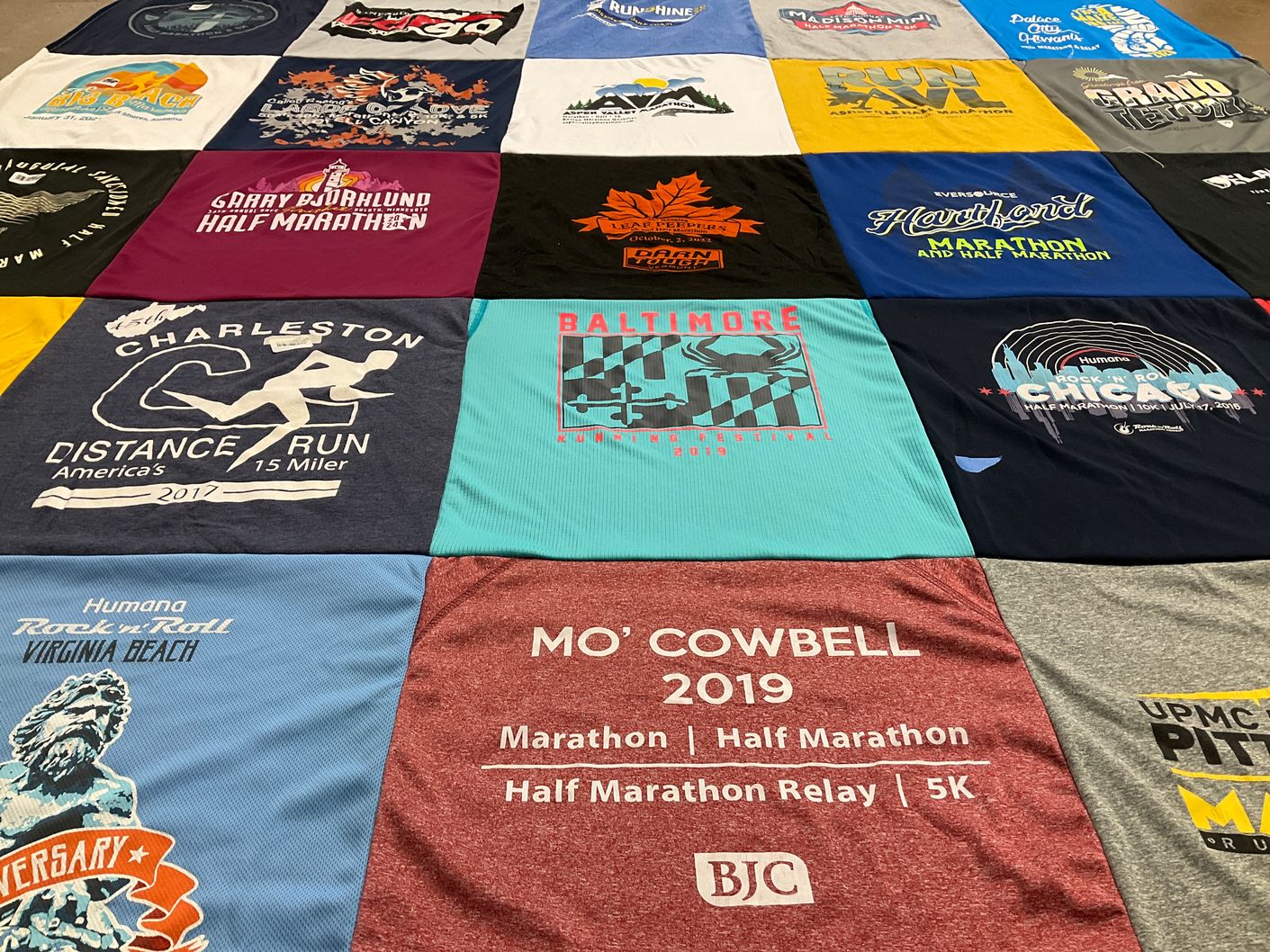 T-shirt quilt with running, marathons themes by Ronald from PA