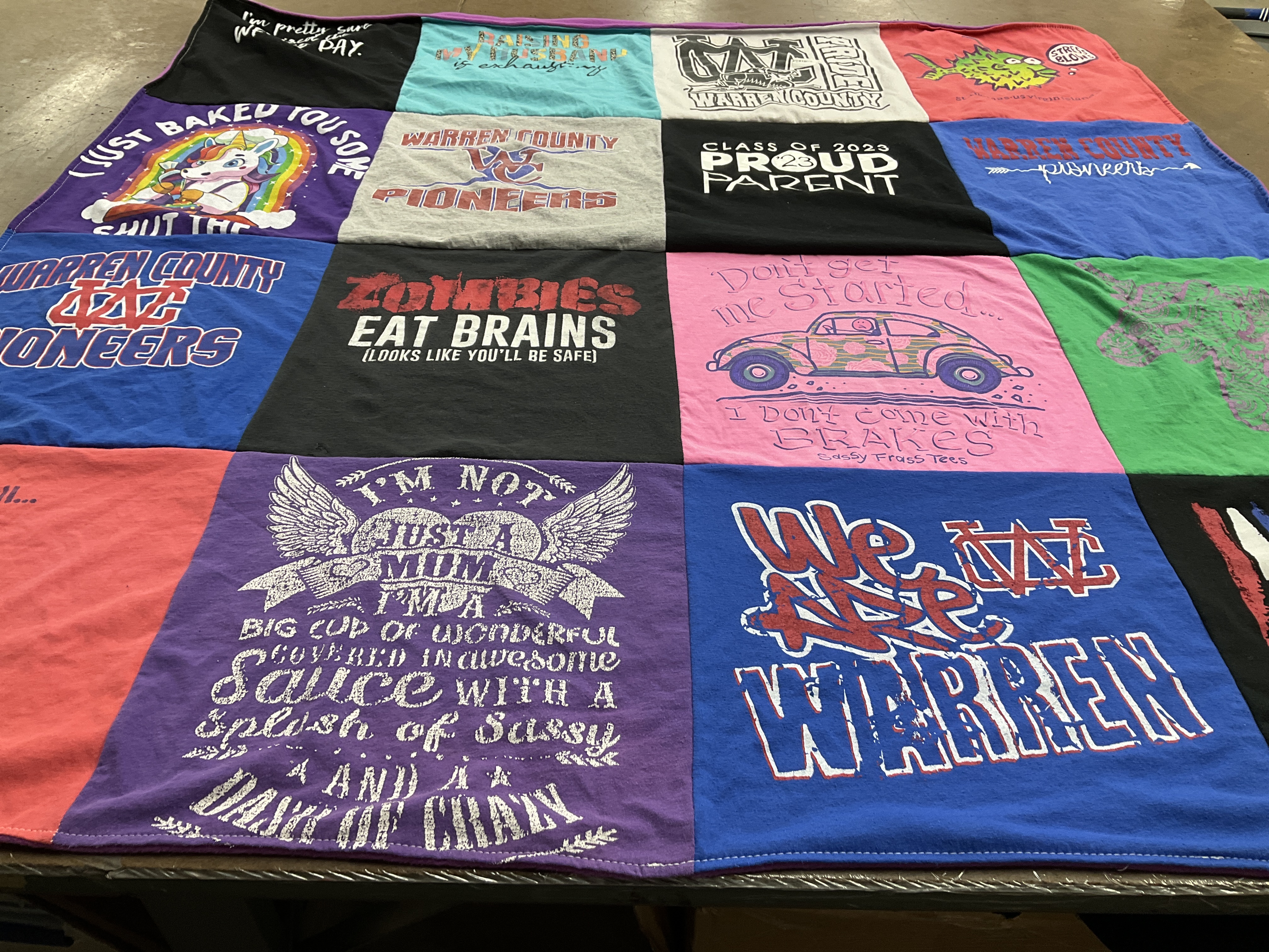 T-shirt quilt featuring warren county pioneers by Caroline from TN
