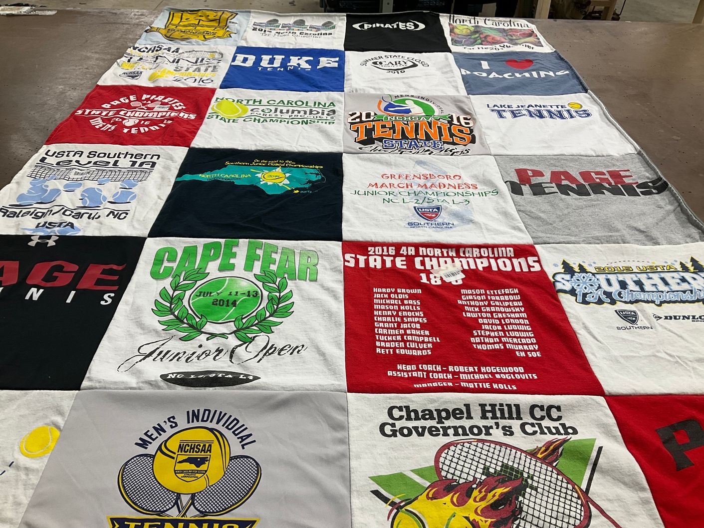 T-shirt quilt featuring page tennis team, cape fear junior open by Michelle from NC