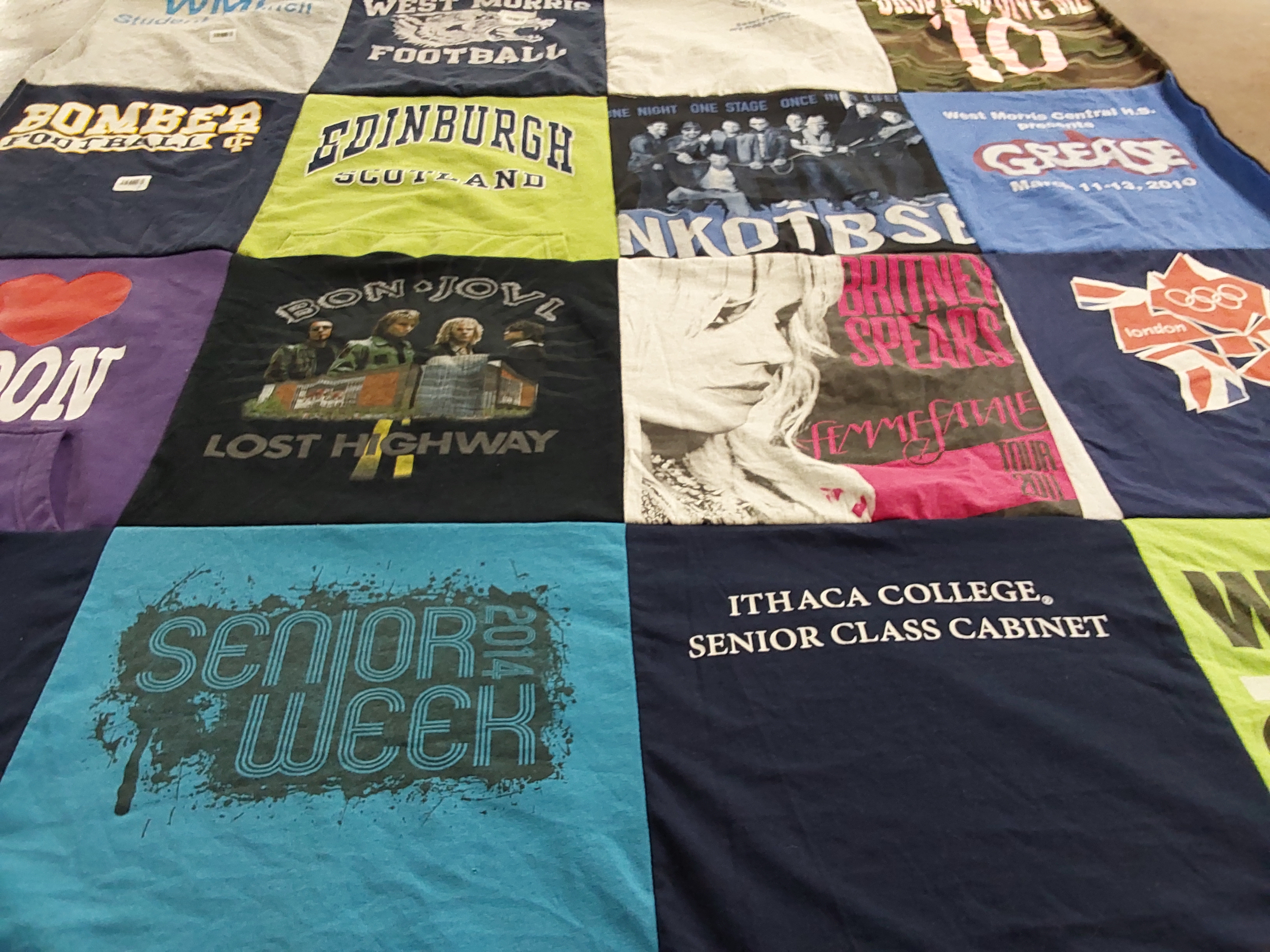 T-shirt quilt from ithaca college by Becca from NJ
