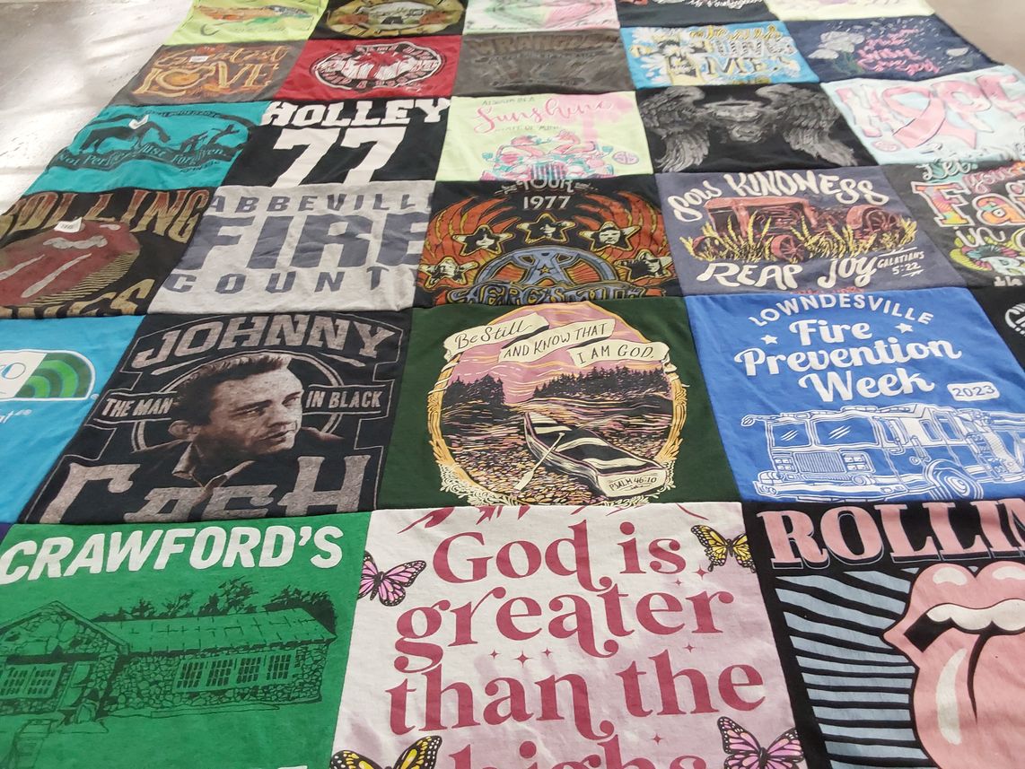 T-shirt quilt with music, fire prevention themes by John from SC
