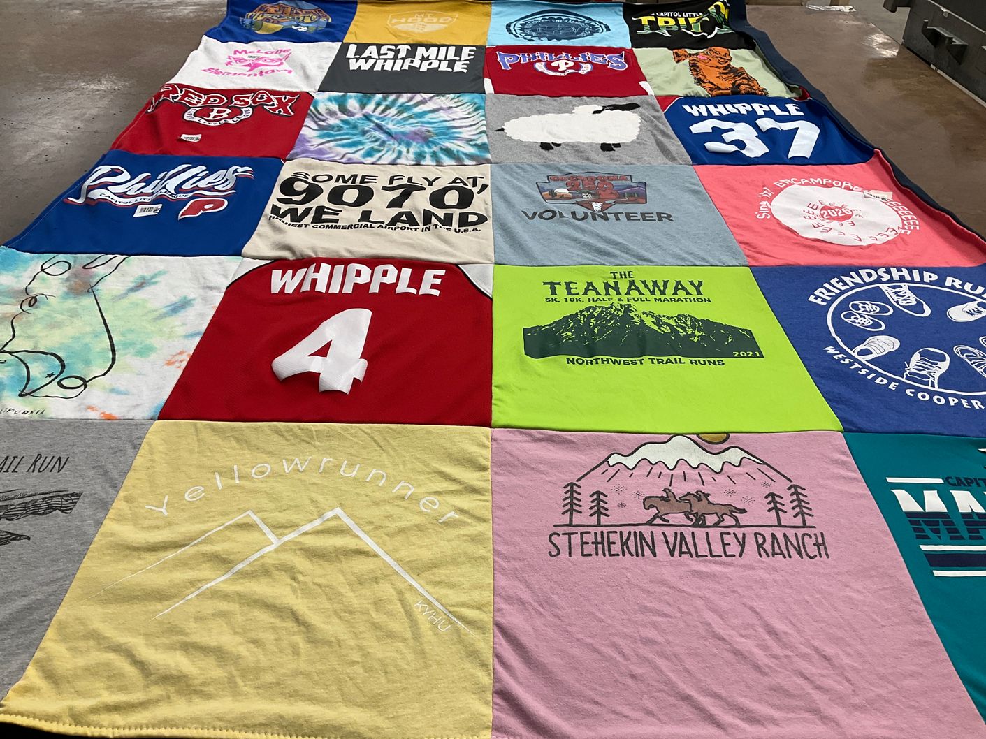 T-shirt quilt with running, volunteering themes by diane from OR