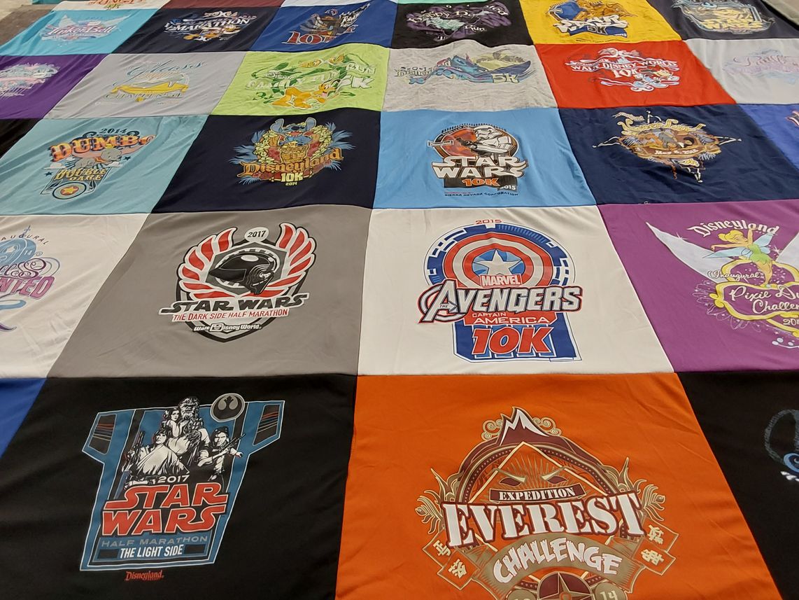 T-shirt quilt with marathons, running themes by Christopher from OK
