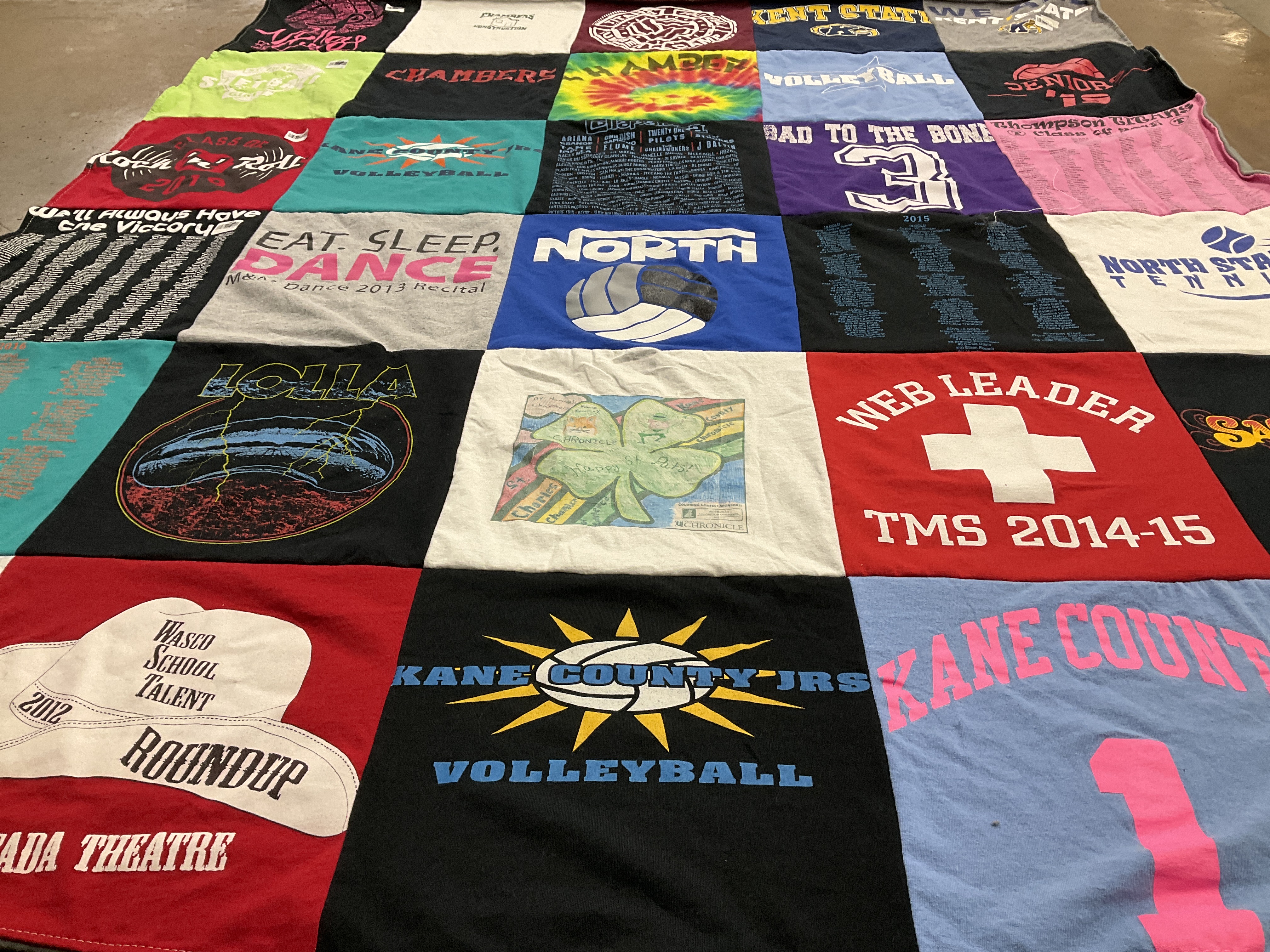 T-shirt quilt featuring kane county junior high school volleyball by Jodi from IL