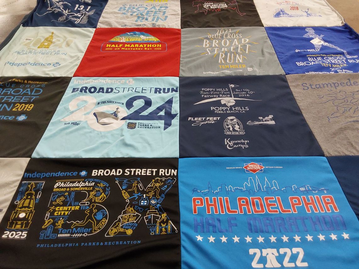 T-shirt quilt with running, marathons themes by Steven from PA