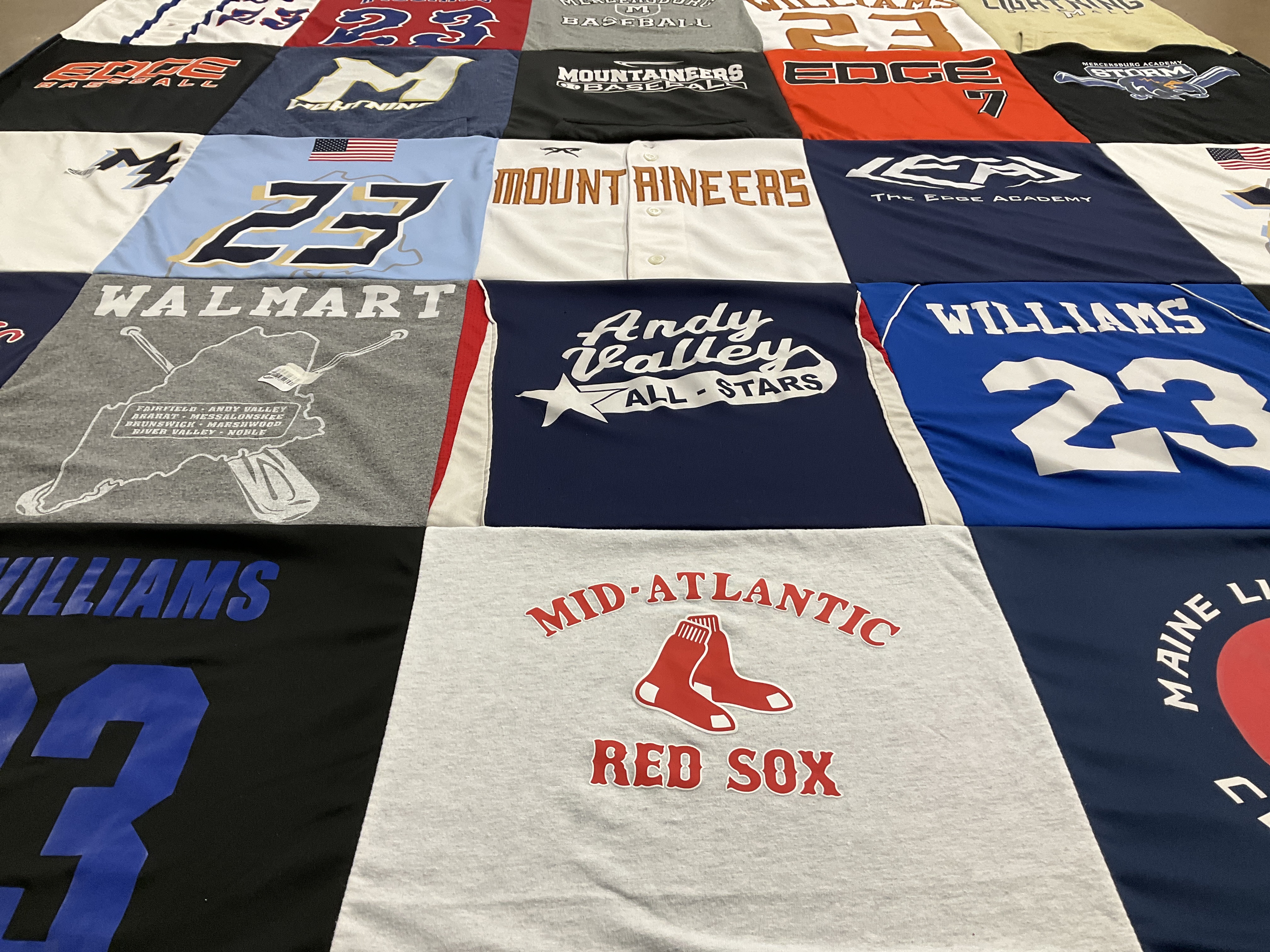 T-shirt quilt with baseball, sports themes by Laura from PA