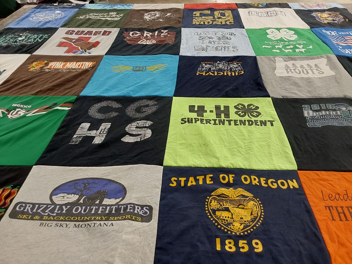 T-shirt quilt from columbia gorge high school by Connie from OR