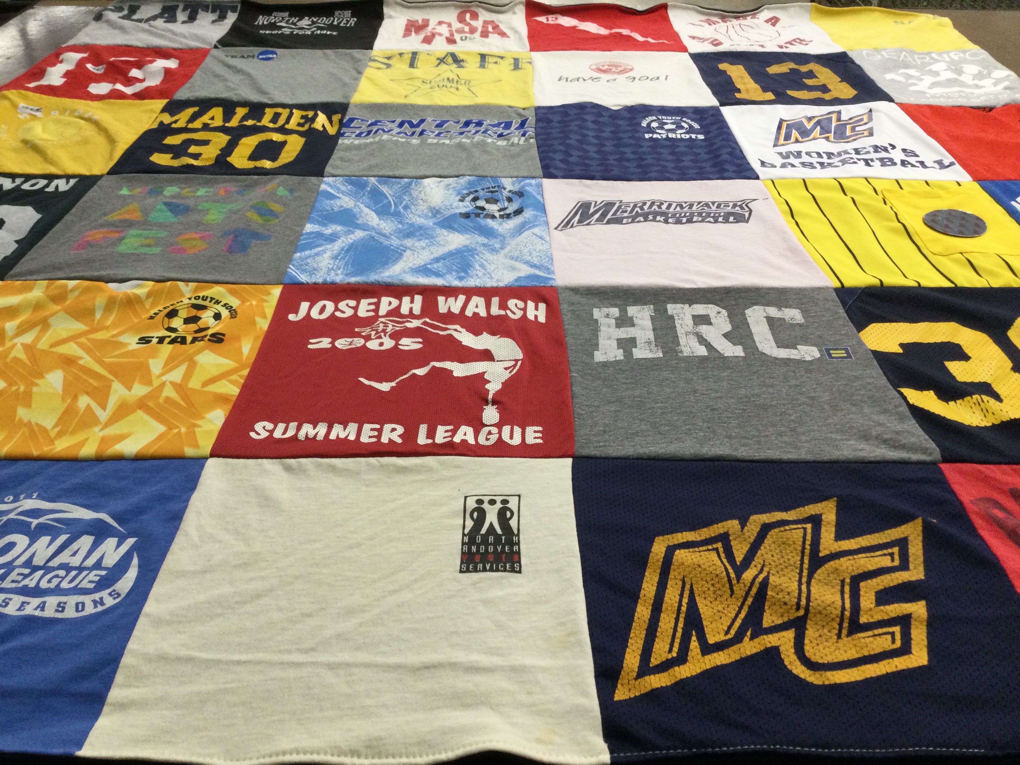 T-shirt quilt featuring merrimack college women's basketball, north andover youth sports by Brittney Nicole ONLY from CT