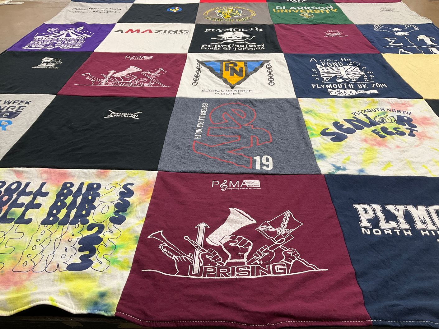 T-shirt quilt from clarkson university, plymouth north high school by Leandro from MA