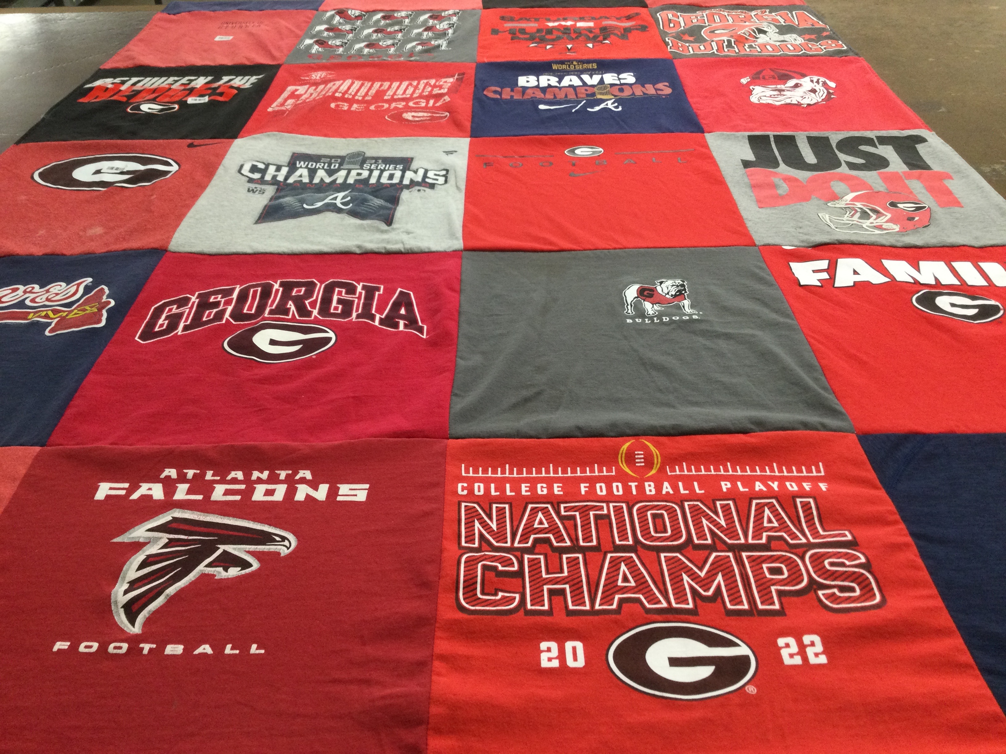 T-shirt quilt featuring georgia bulldogs, atlanta falcons by Tyler from MS