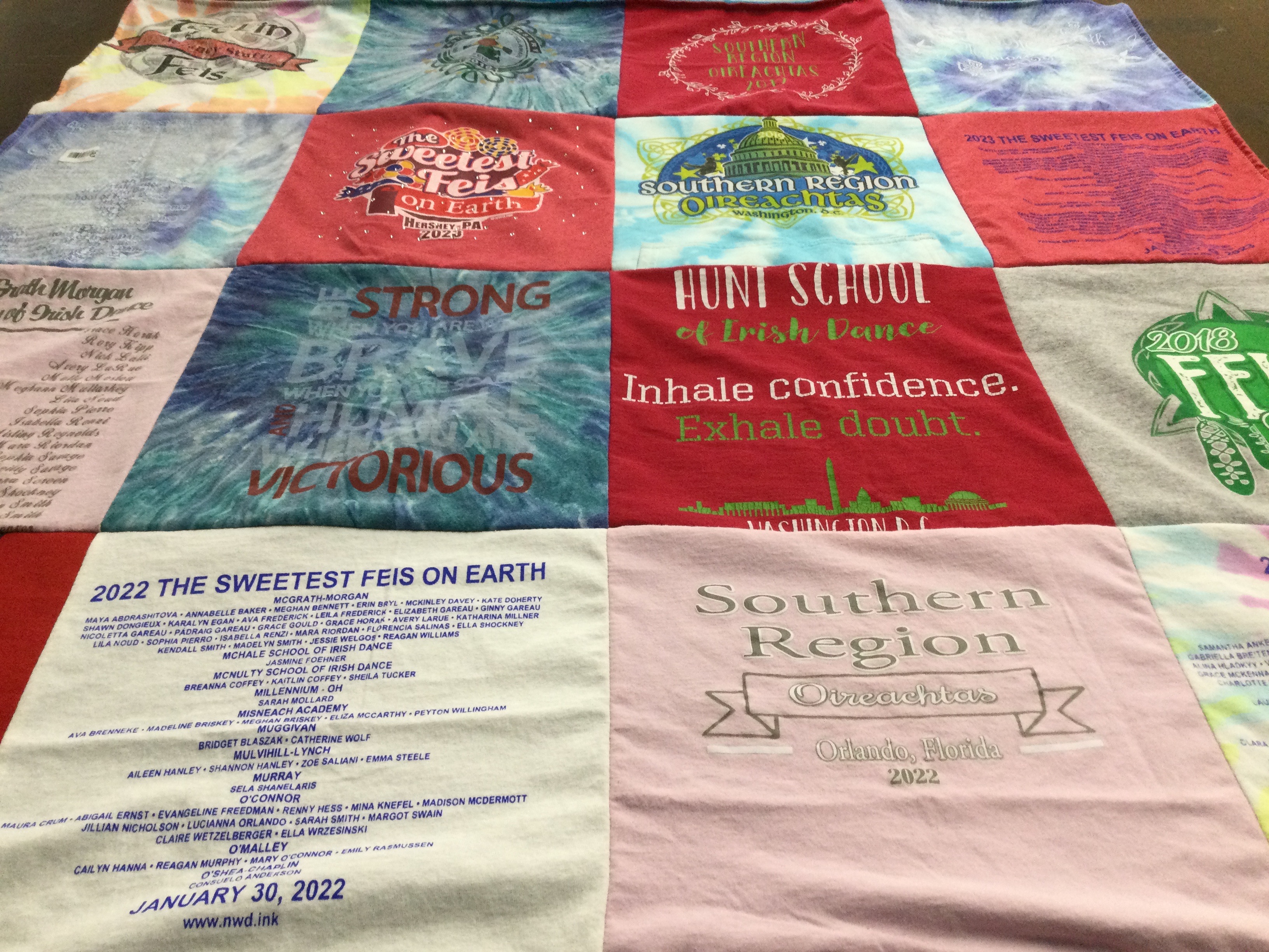 T-shirt quilt with irish dance, performing arts themes by Cindy from MD