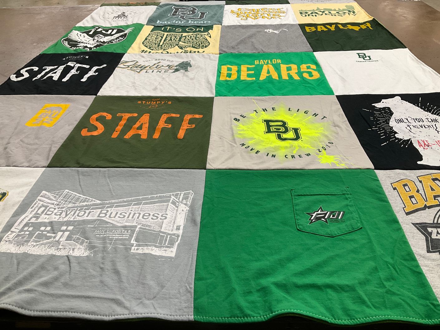T-shirt quilt from baylor university by Lise from TX