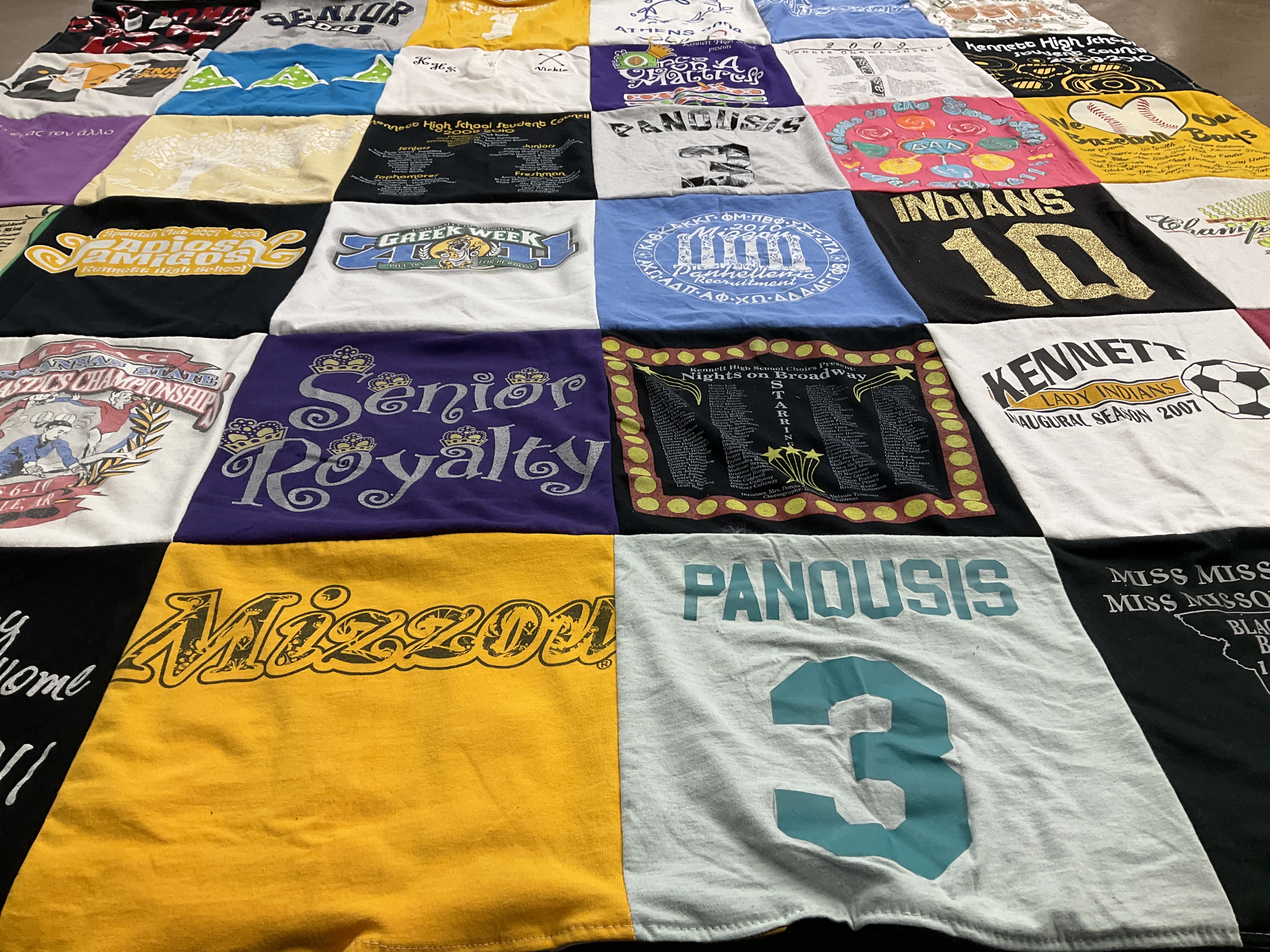 T-shirt quilt featuring kennett high school lady indians soccer by Panagiota from MO