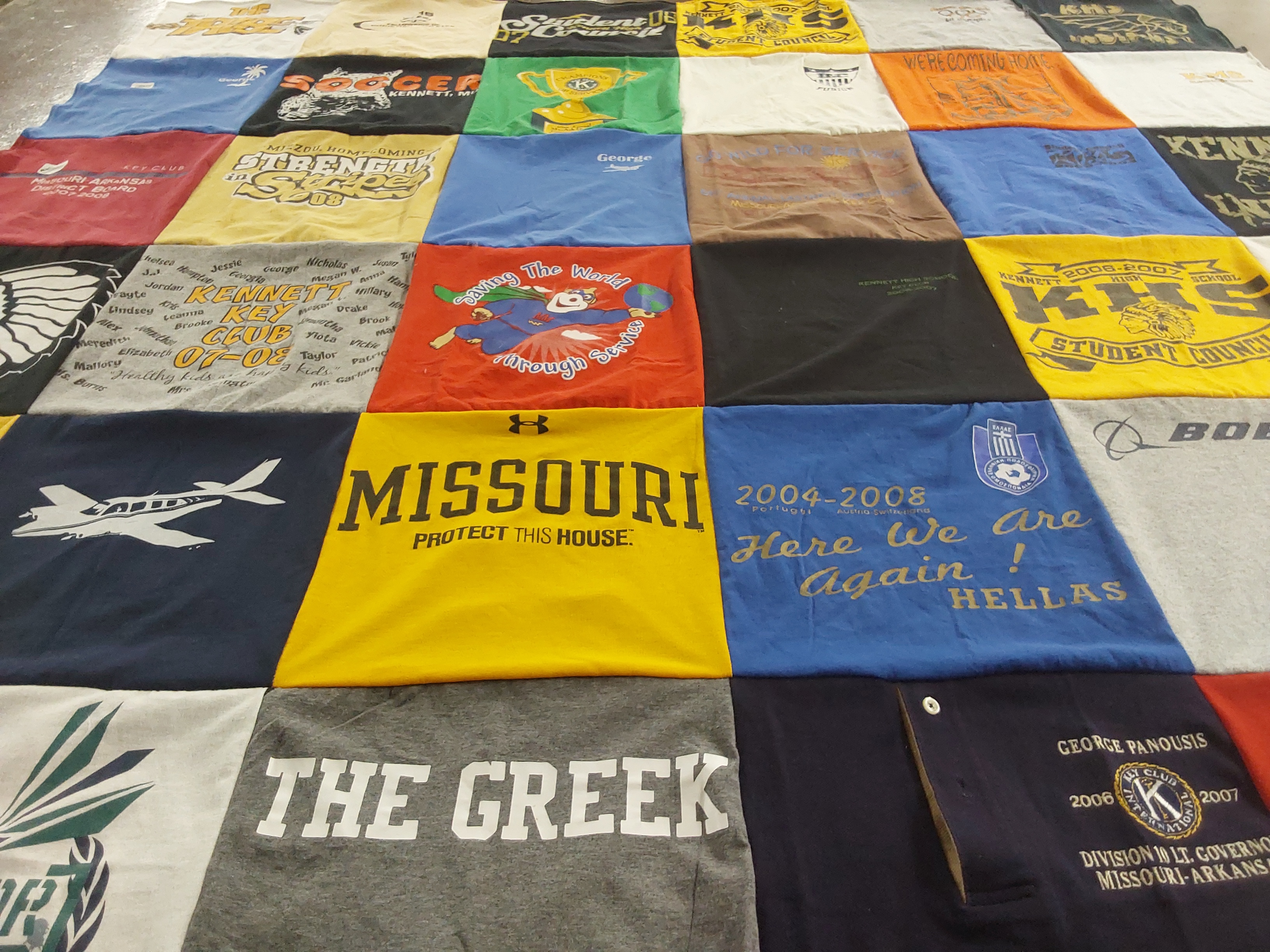 T-shirt quilt featuring kennette soccer team, missouri tigers by Panagiota from MO