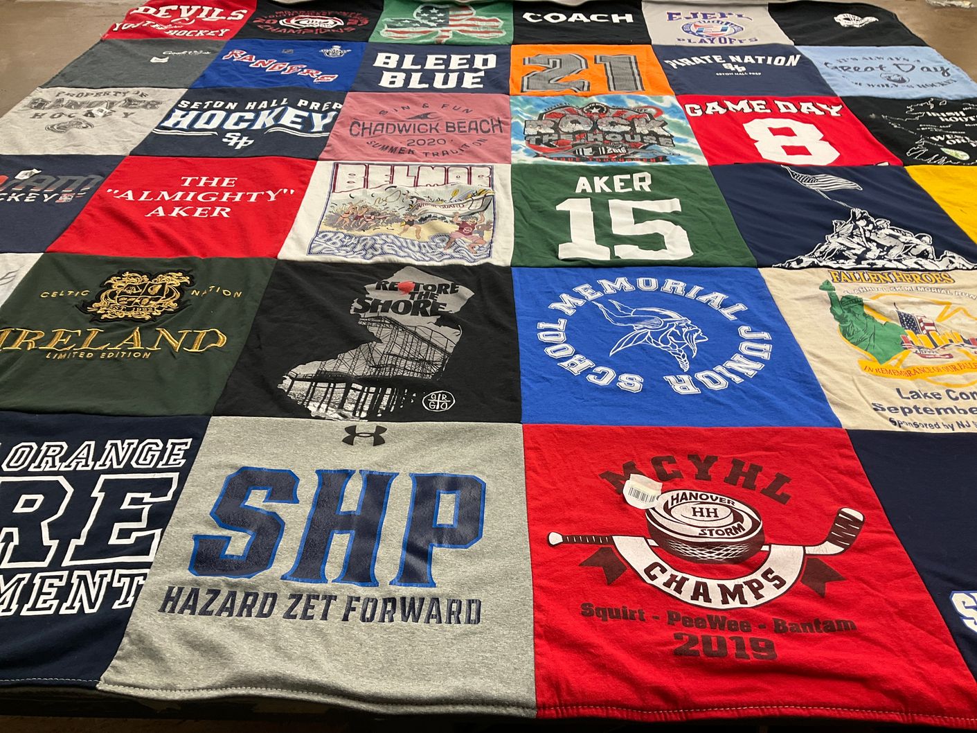 T-shirt quilt featuring seton hall preparatory school hockey team by Eileen from NJ