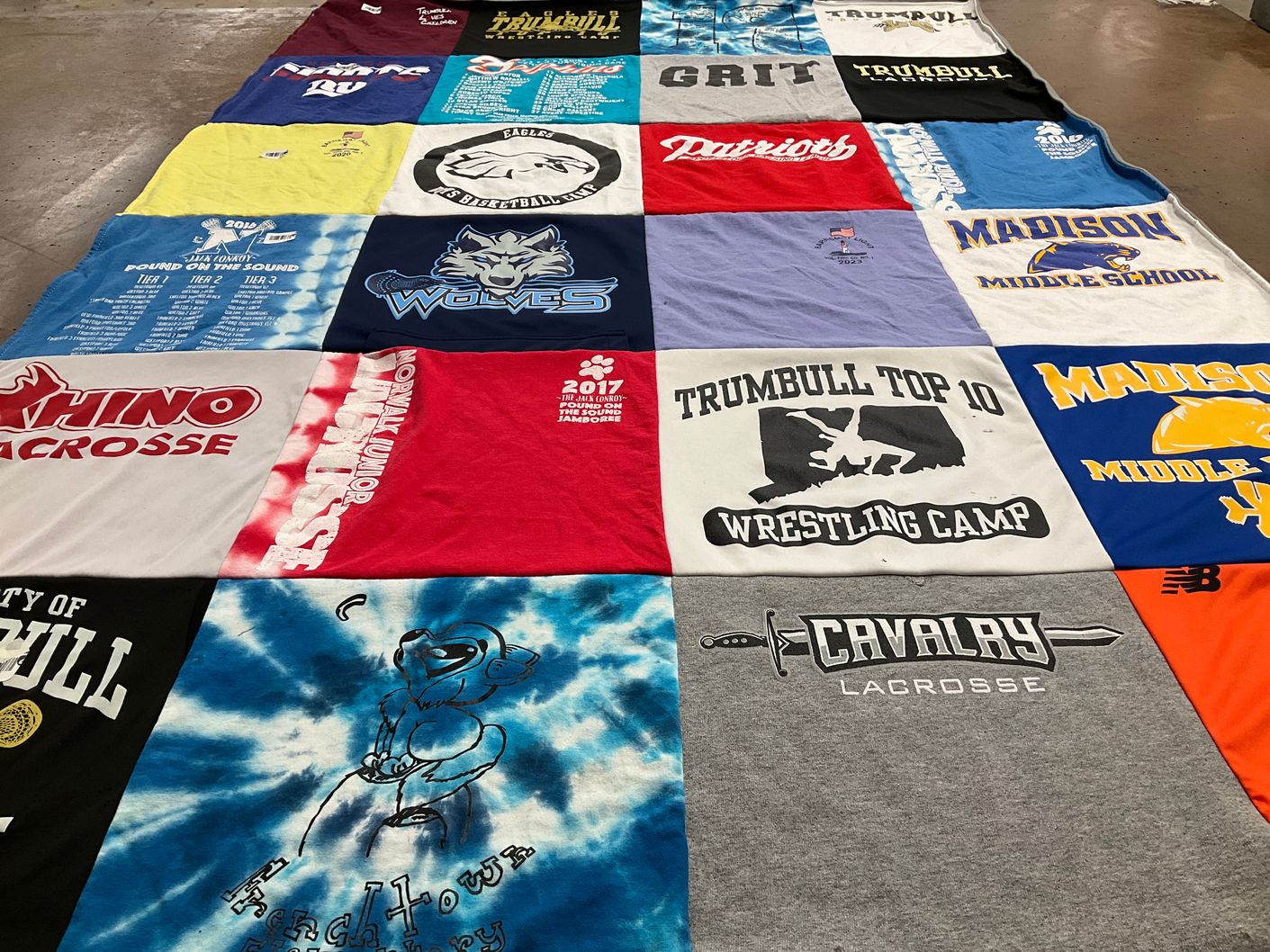 T-shirt quilt featuring trumbull lacrosse, madison middle school by Kate from CT