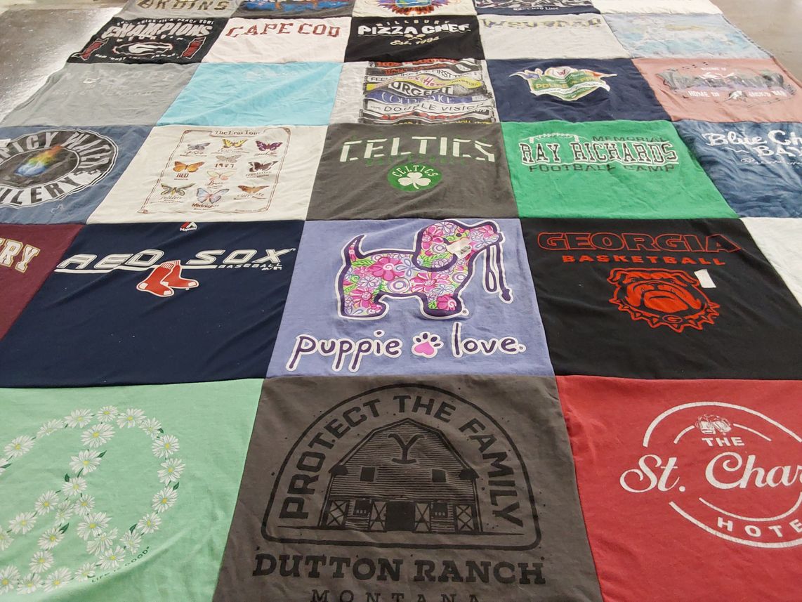 T-shirt quilt featuring georgia bulldogs basketball, boston red sox by christine from MA