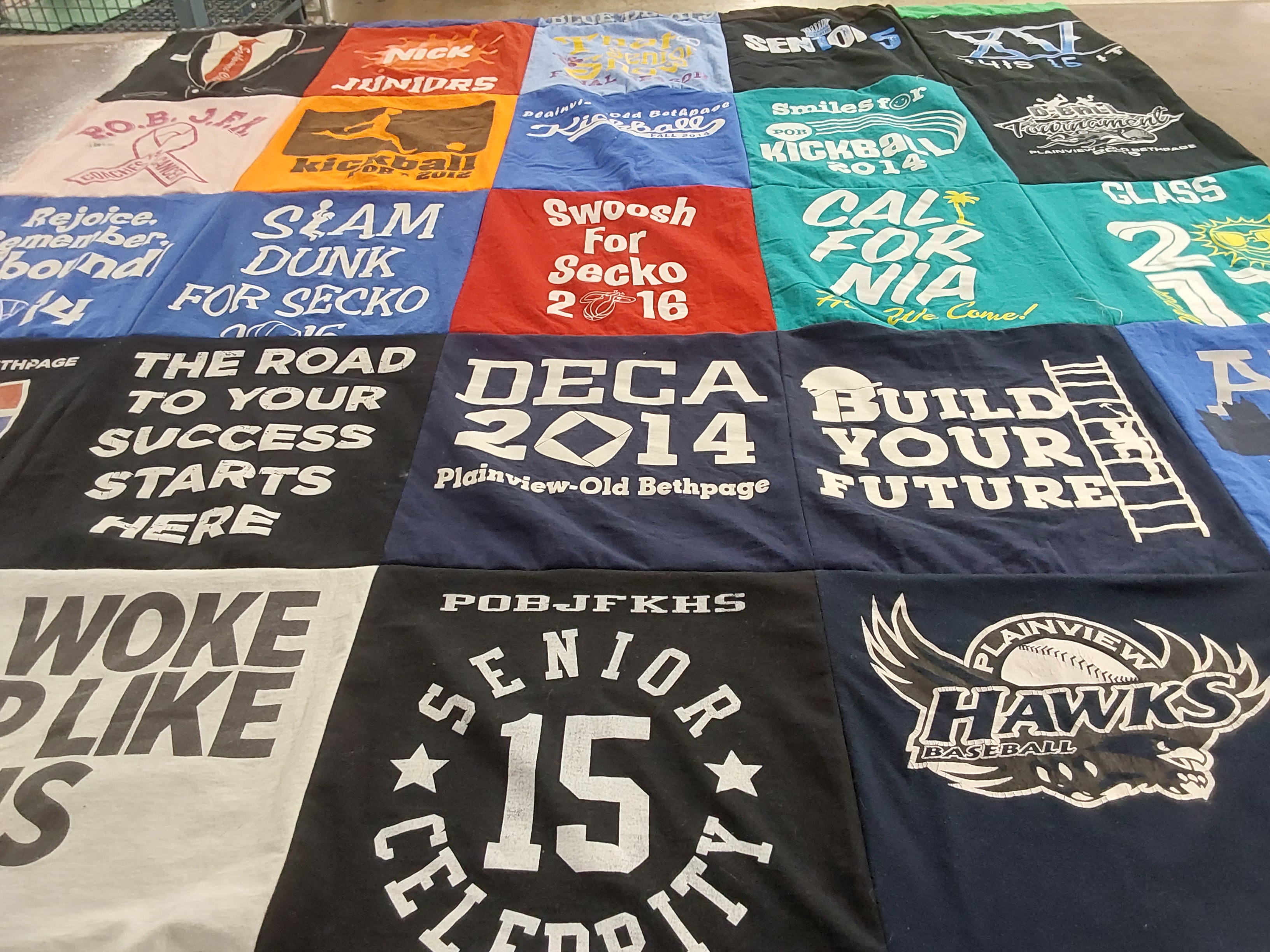 T-shirt quilt featuring plainview-old bethpage hawks baseball by David from NY
