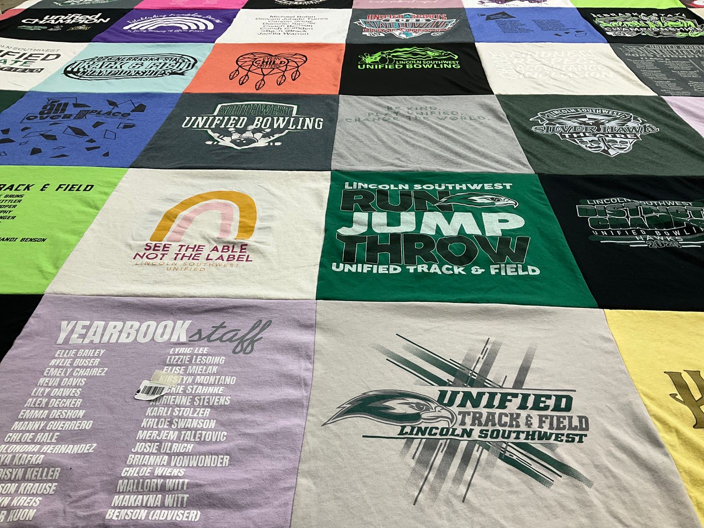 T-shirt quilt featuring unified track and field team, unified bowling team by Brandi from NE