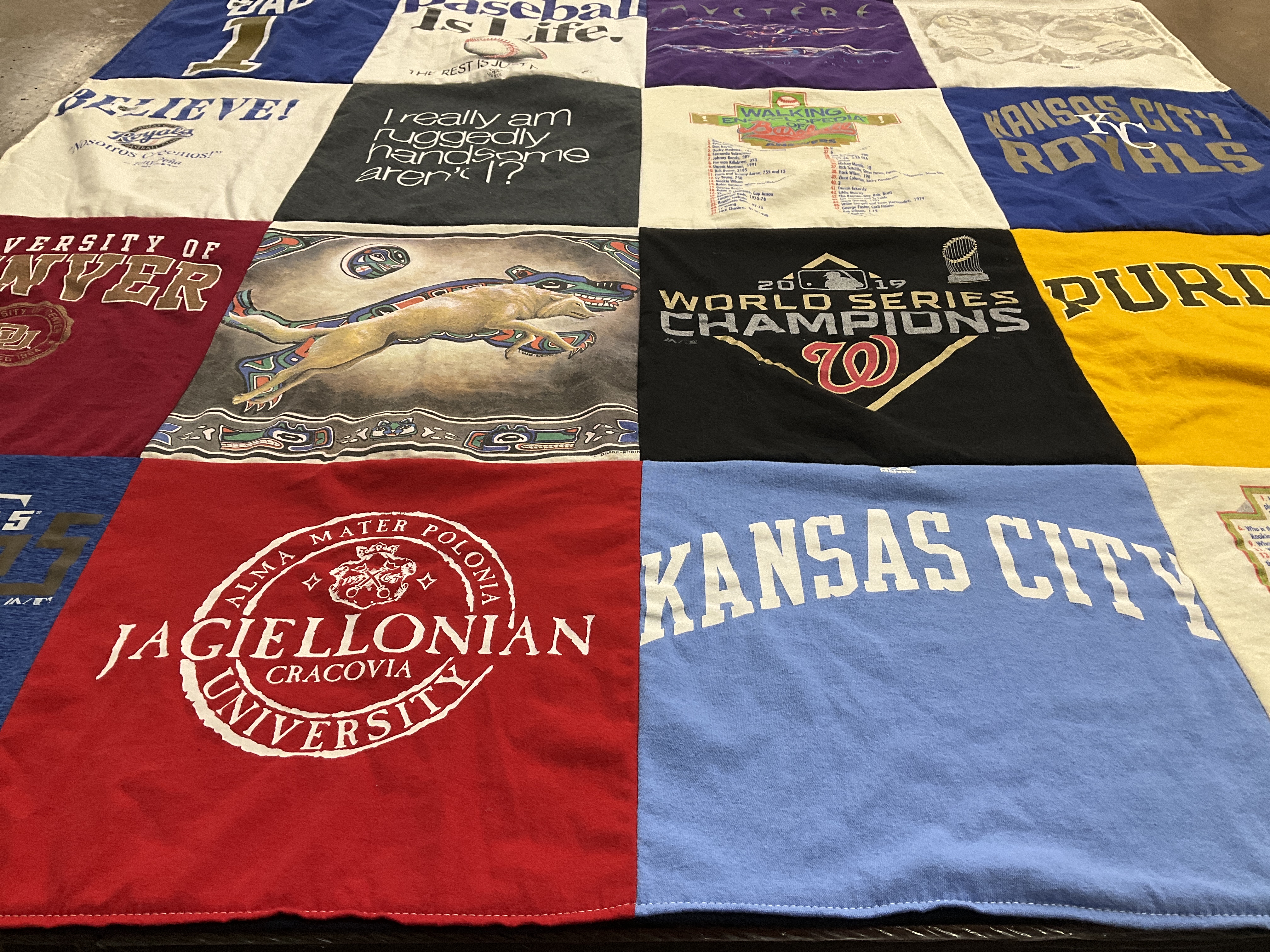 T-shirt quilt featuring kansas city royals, purdue university by Christina from TX