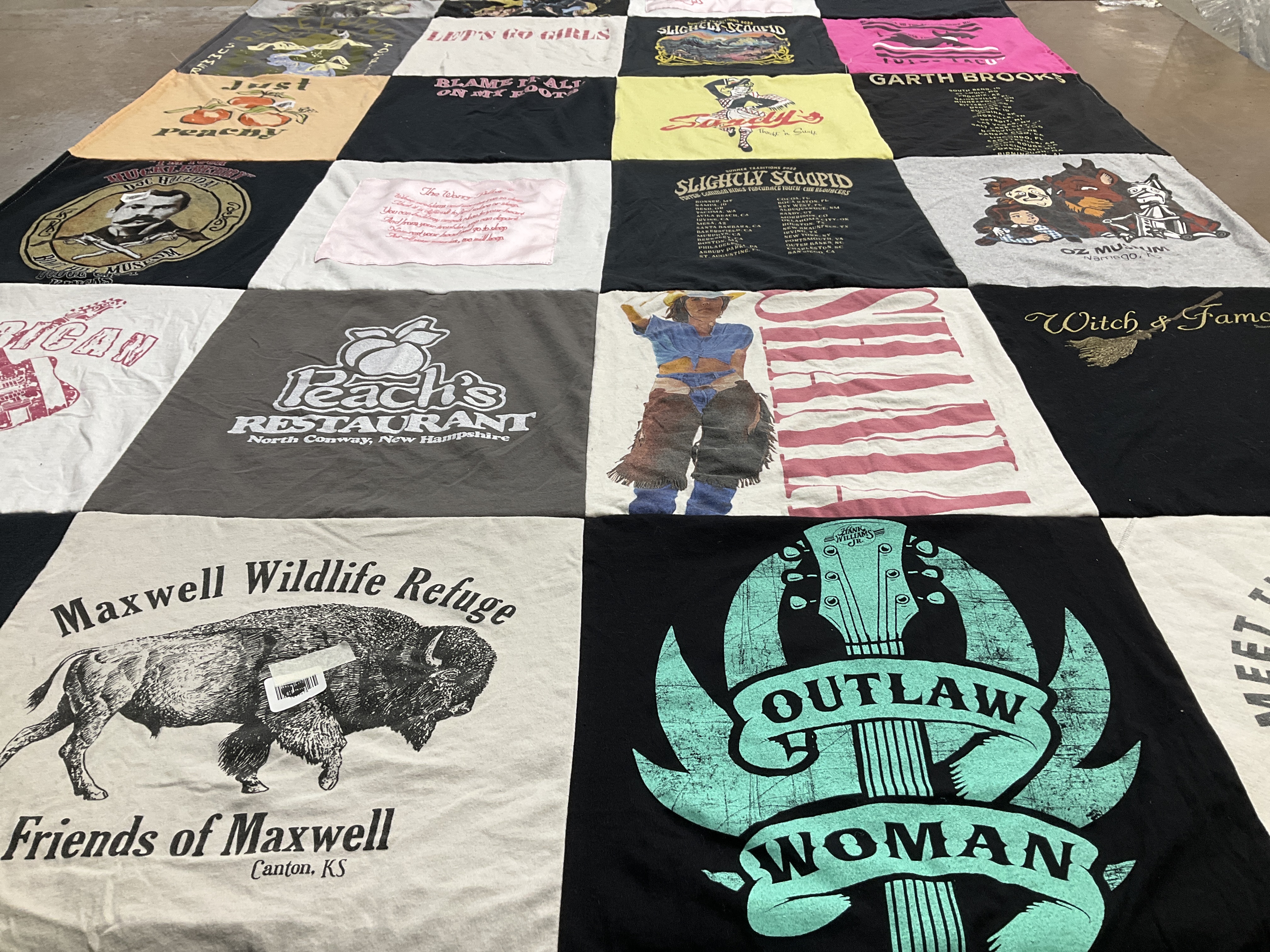 T-shirt quilt with music, outdoors themes by Amy from ME