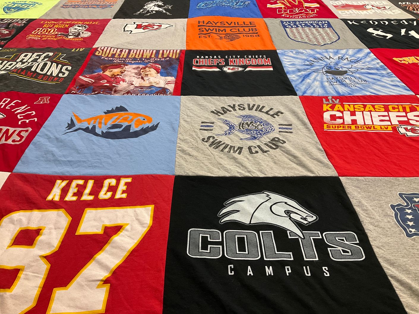 T-shirt quilt featuring kansas city chiefs by Myrna from KS