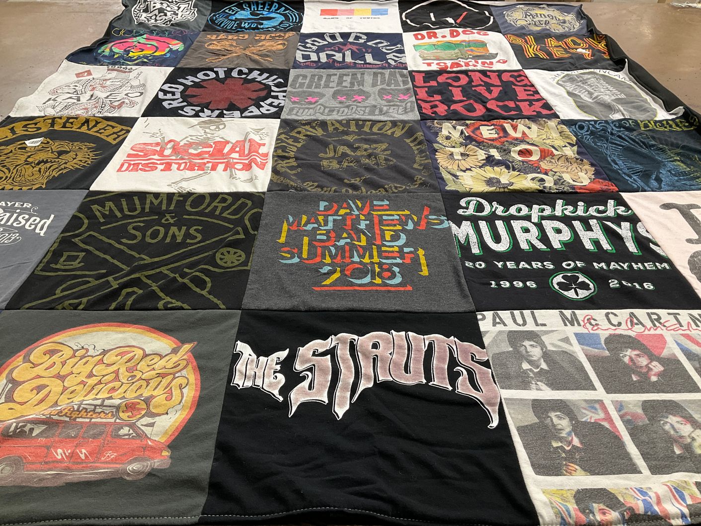 T-shirt quilt with music, concerts themes by April from PA