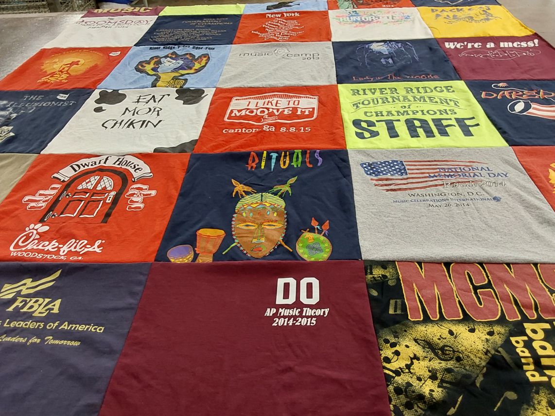 T-shirt quilt with music, community events themes by Patricia from GA