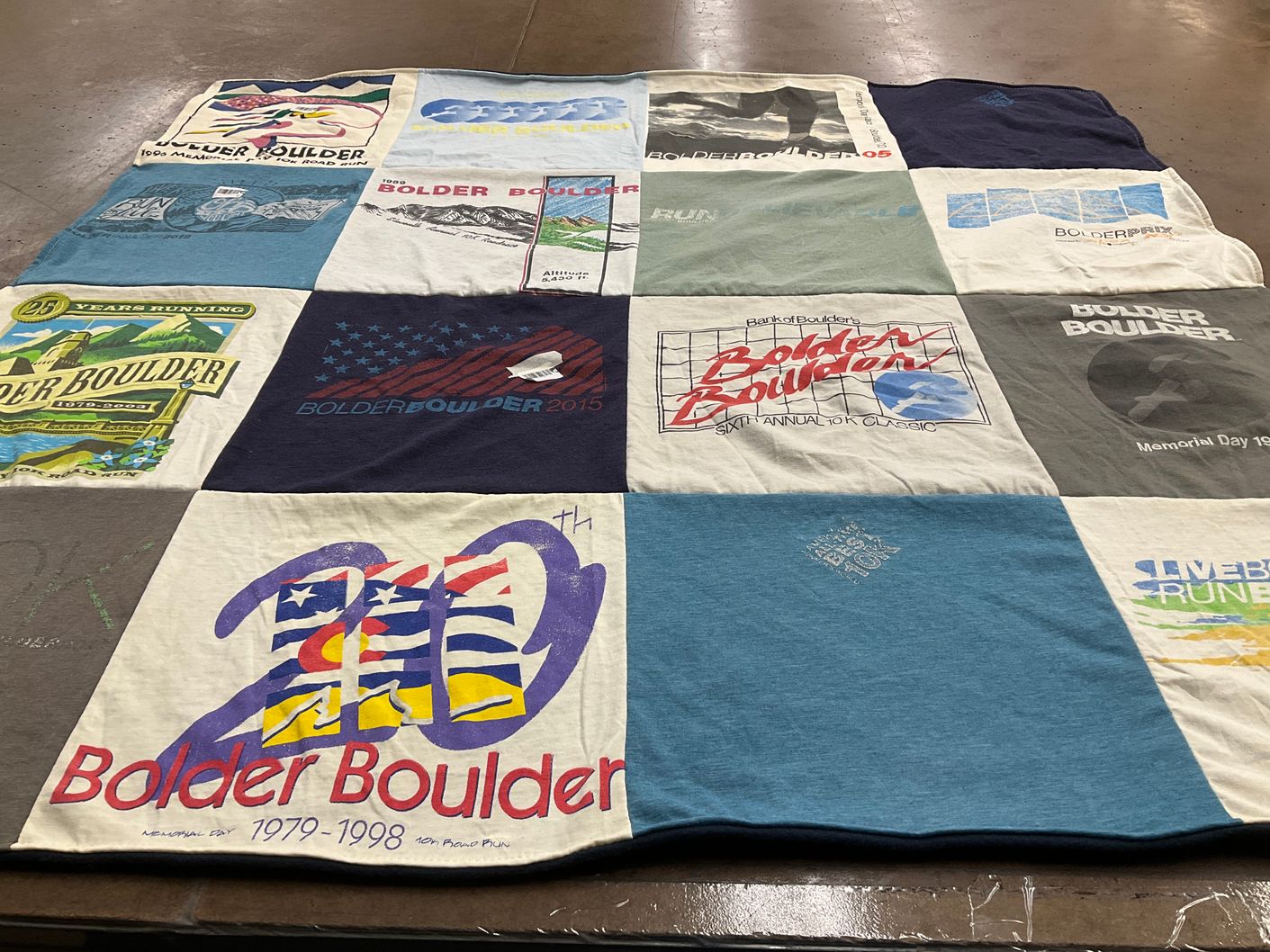 T-shirt quilt with running themes by Julianna from CO