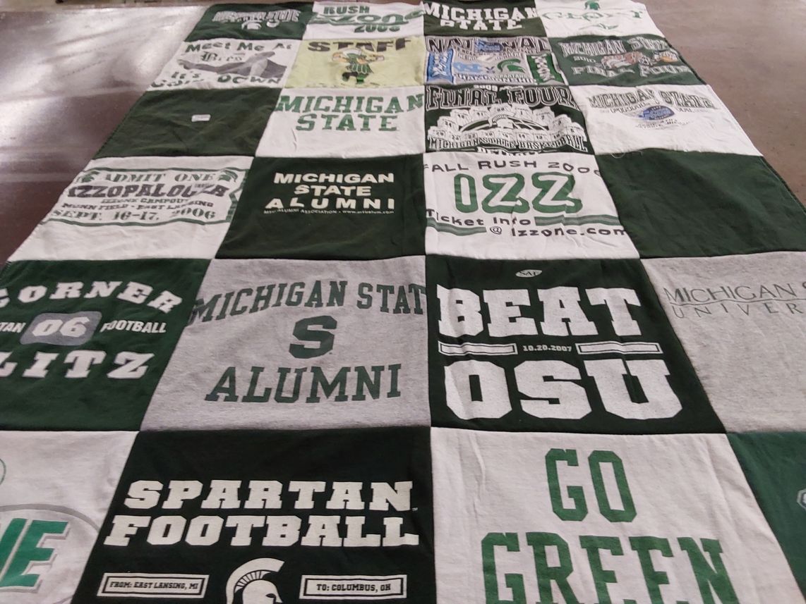 T-shirt quilt featuring michigan state university football by Dallas from MI