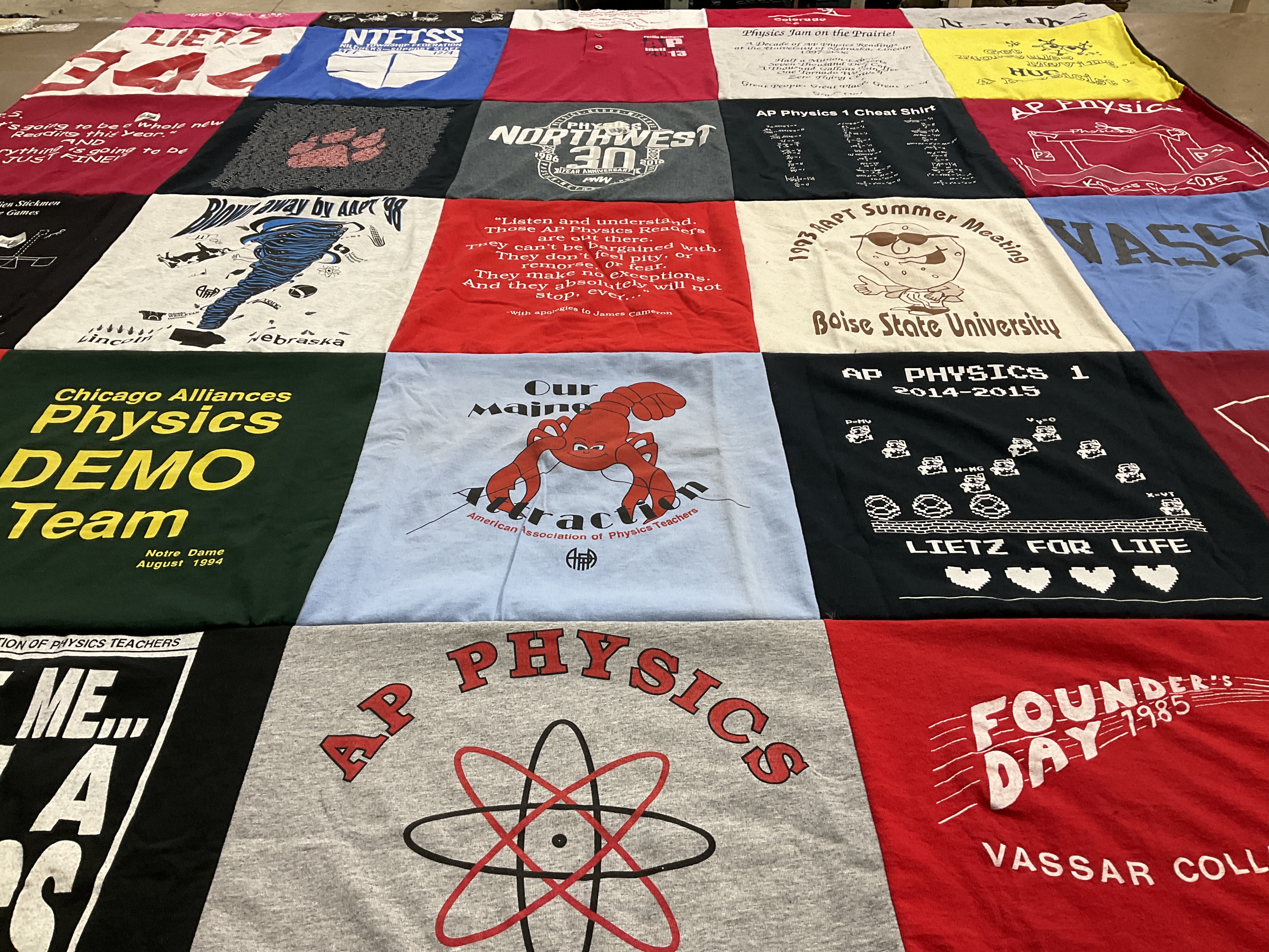 T-shirt quilt from boise state university, vassar college by Martha from IL