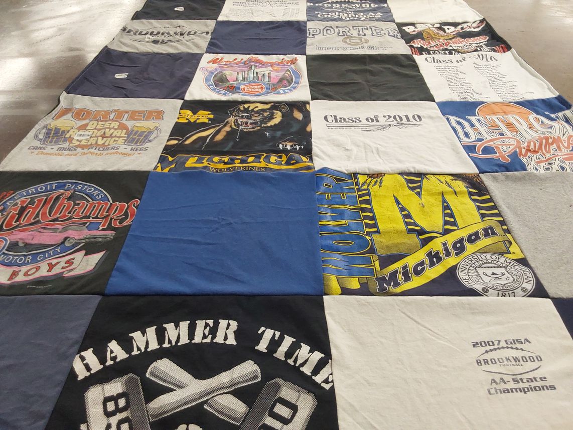 T-shirt quilt featuring detroit pistons by Melissa from FL