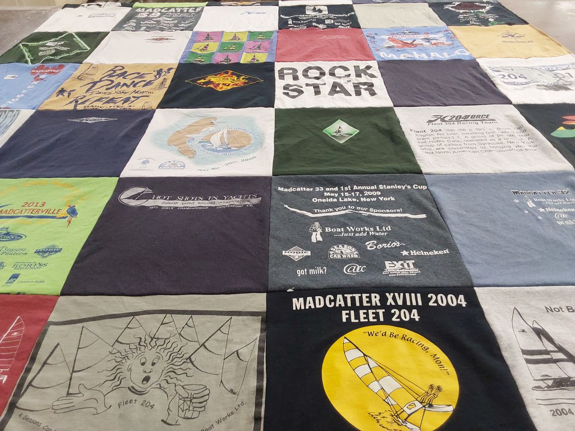 T-shirt quilt with sailing, yachting themes by kathy from NC