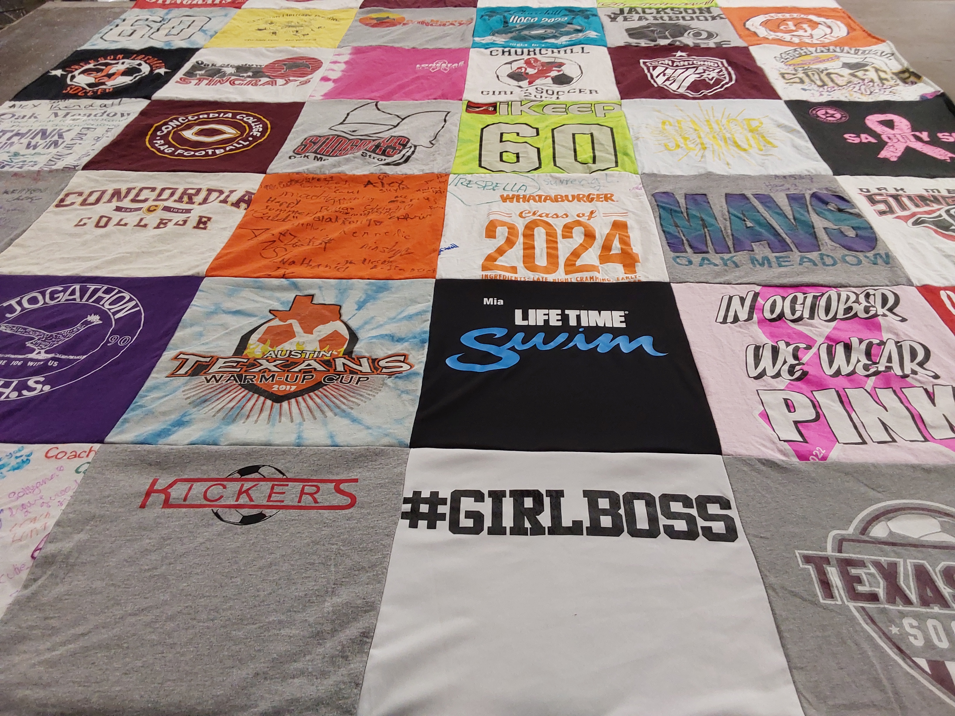 T-shirt quilt featuring texas kickers by Robin from TX