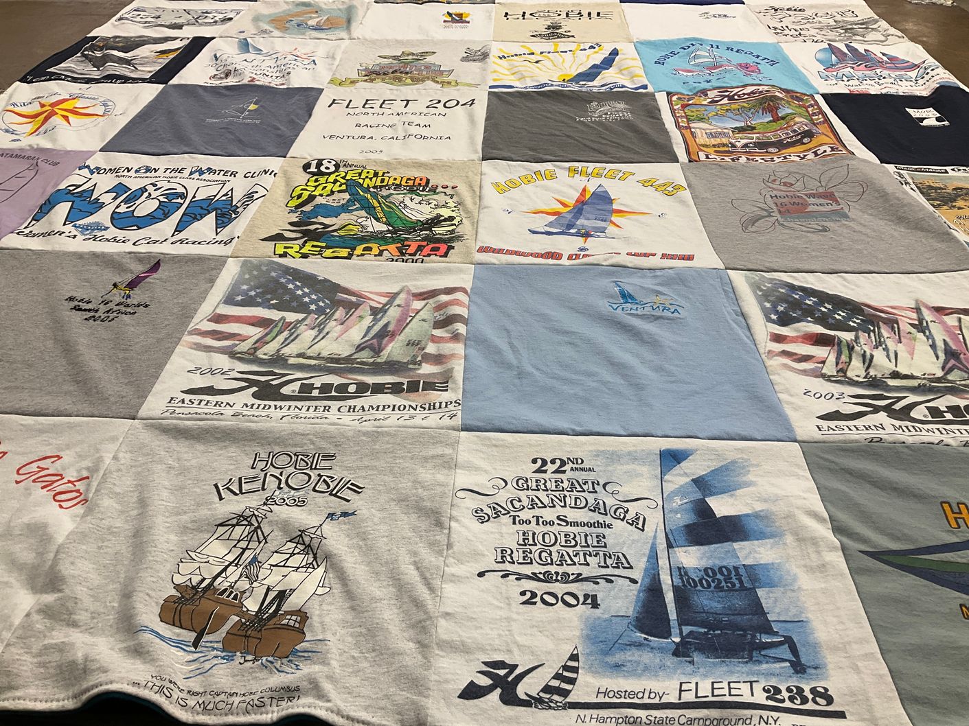 T-shirt quilt with sailing, racing themes by kathy from NC