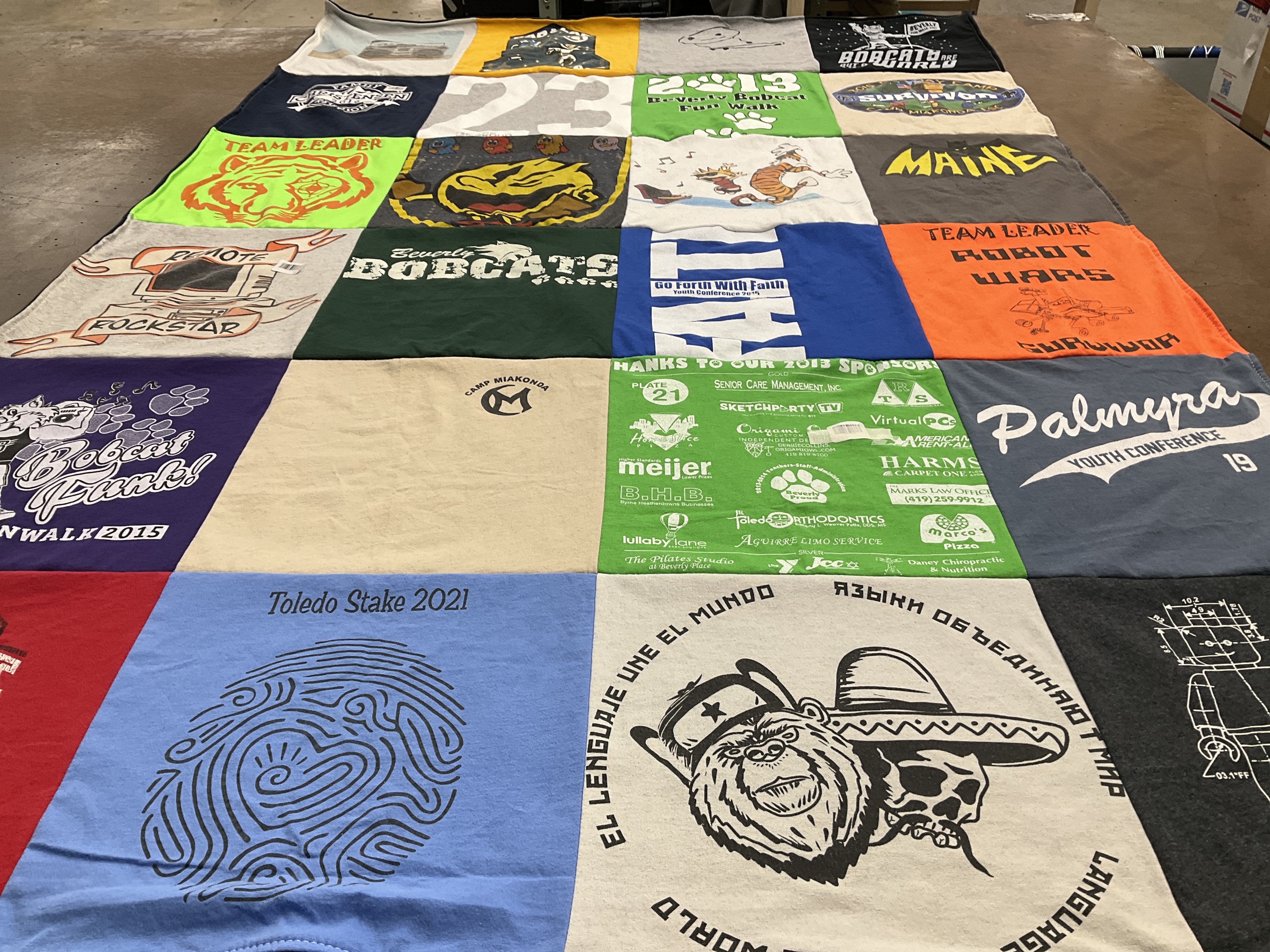 T-shirt quilt featuring bobcats by Renae from OH