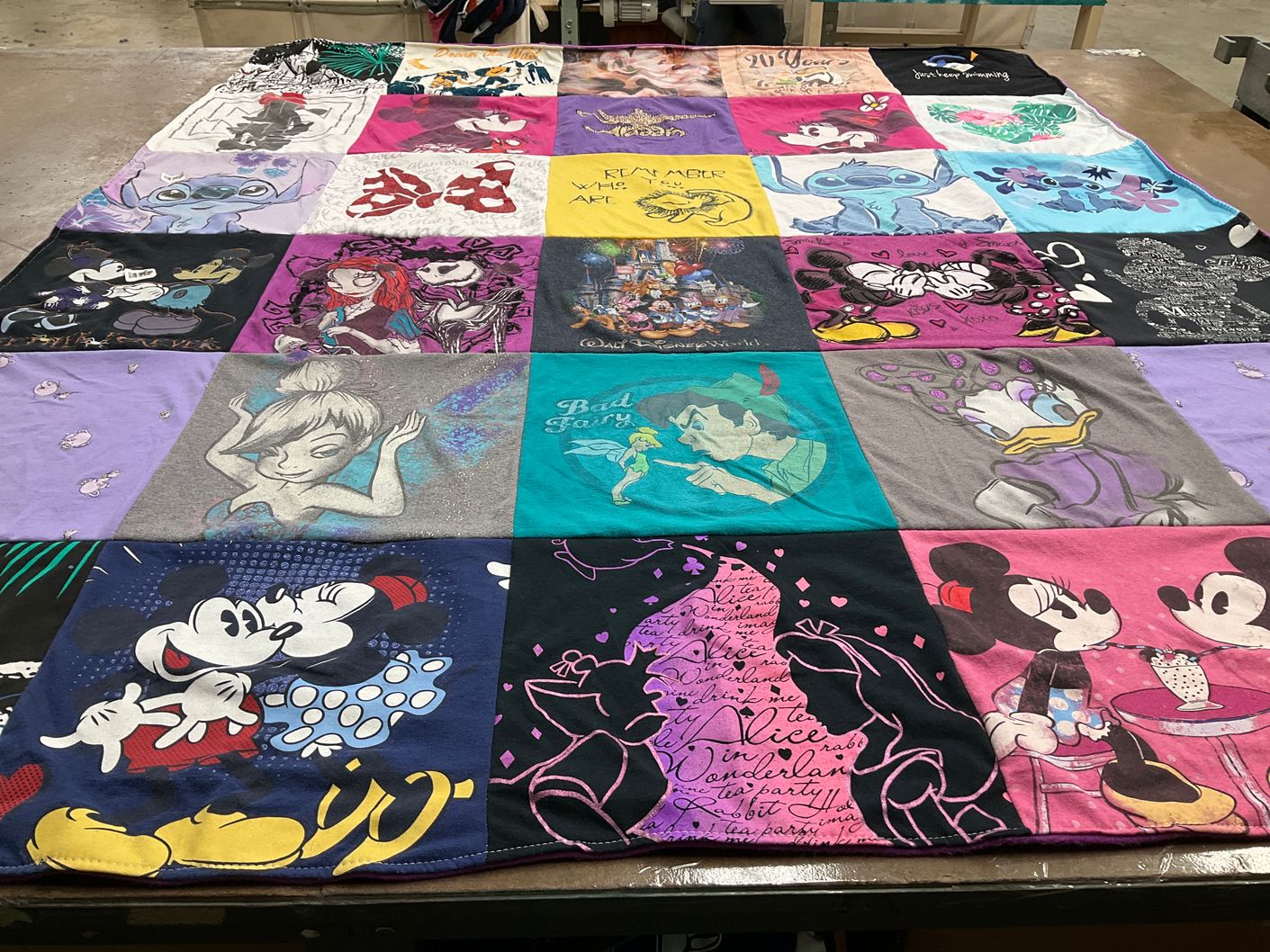 T-shirt quilt with disney characters, animation themes by Lisa from NC