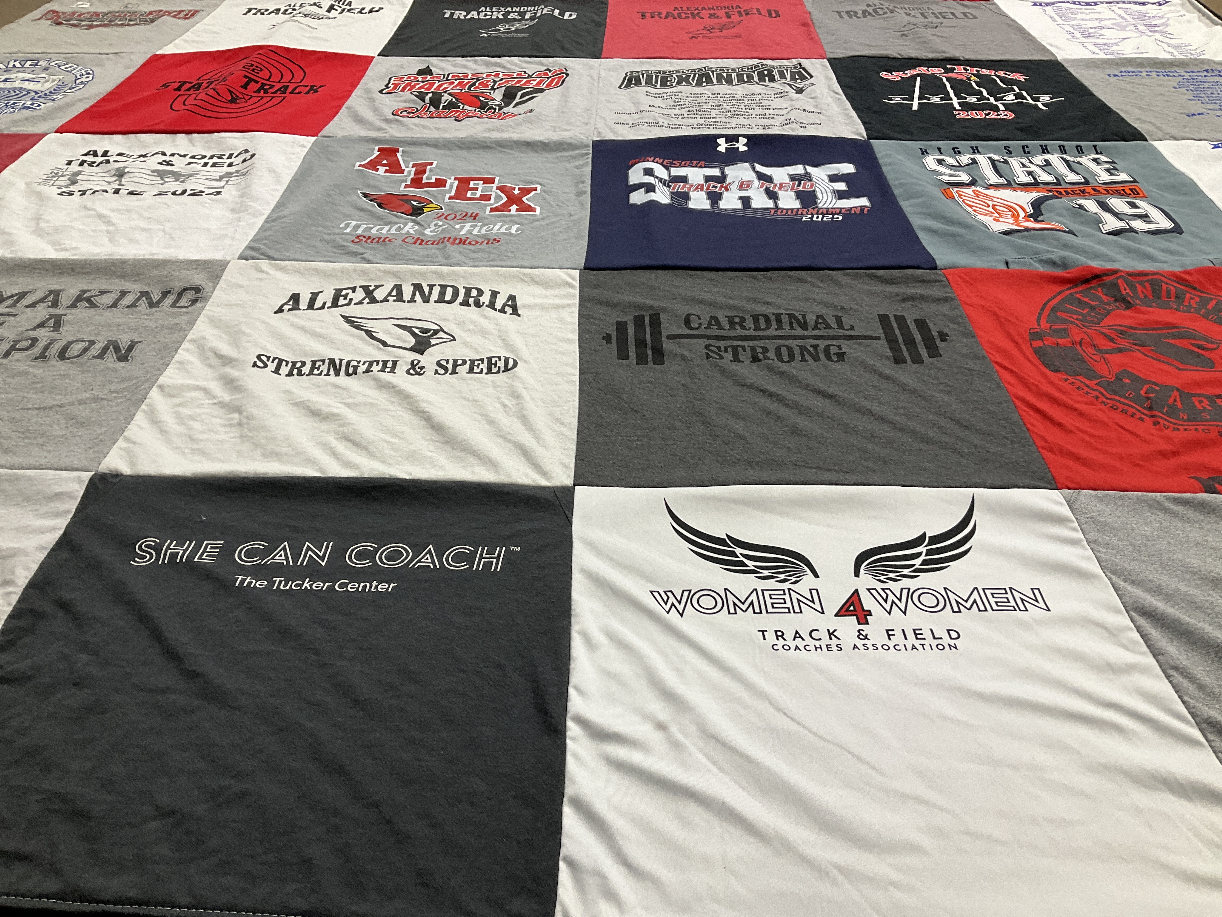 T-shirt quilt featuring alexandria track and field by Meghan from MN